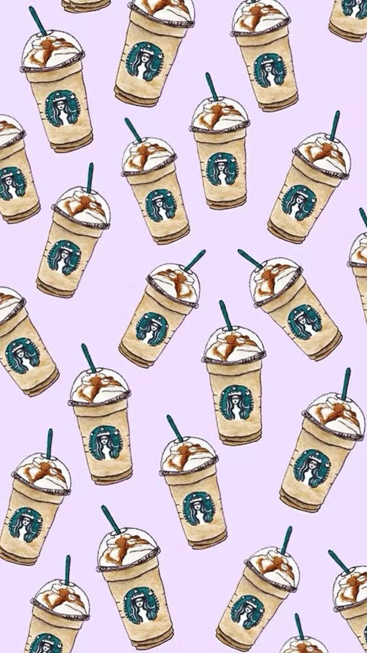 Χαριτωμένο μοτίβο ροφήματος καραμέλας Starbucks Ταπετσαρία