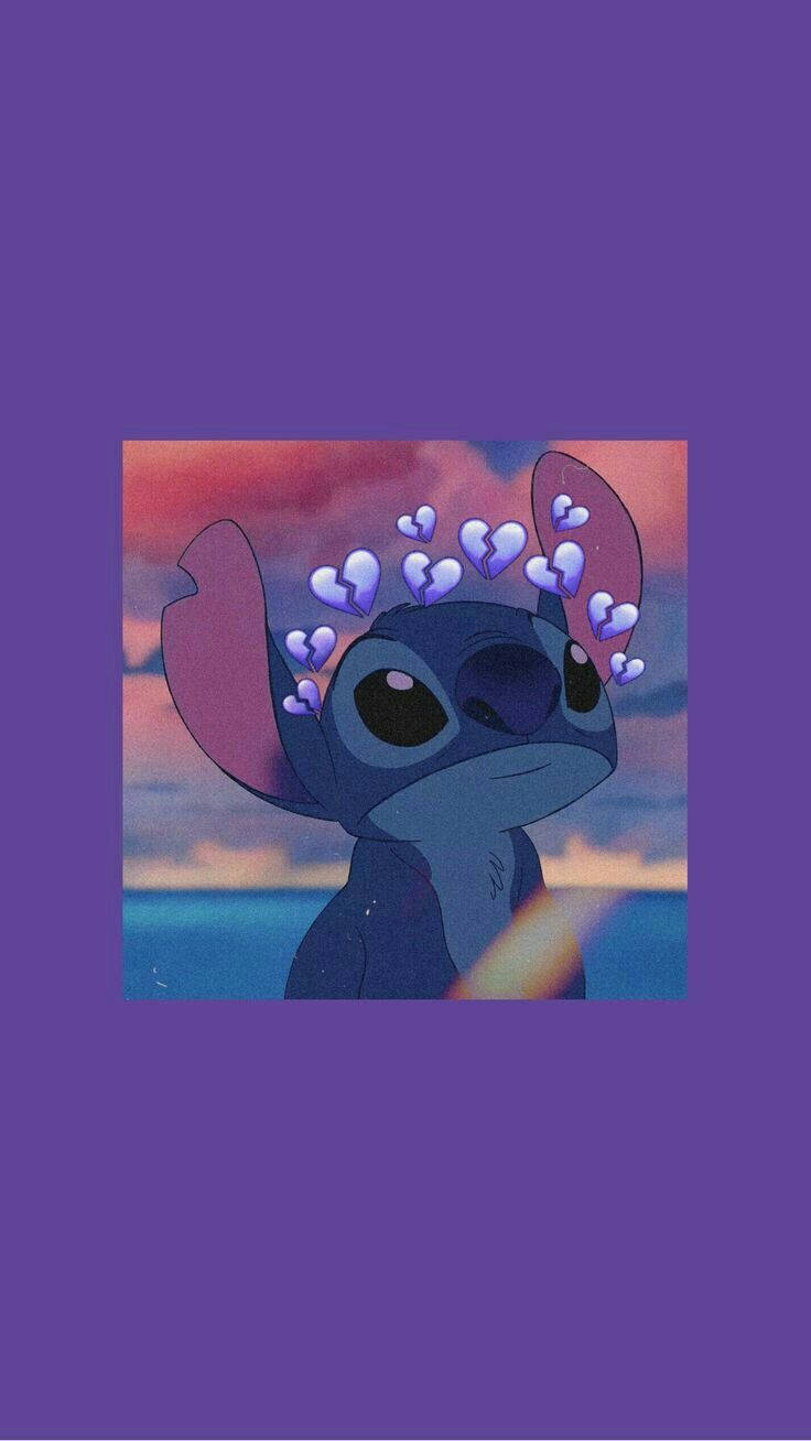 Αισθητικό καρτούν Stitch με σπασμένη καρδιά Ταπετσαρία