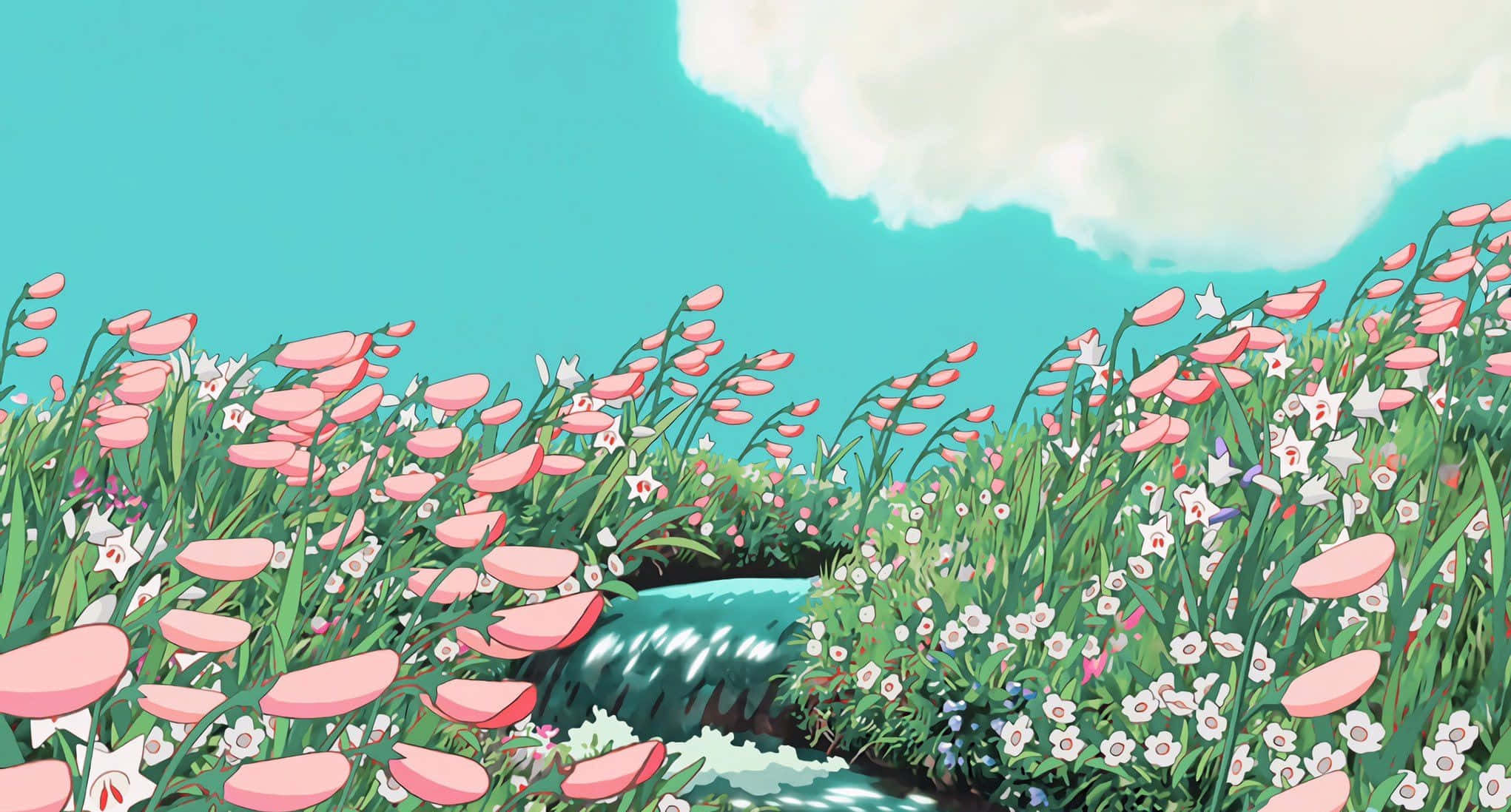 Studio Ghibli Αισθητική Επιφάνεια Εργασίας Το Κινούμενο Κάστρο του Χάουλ Ποτάμι Ταπετσαρία