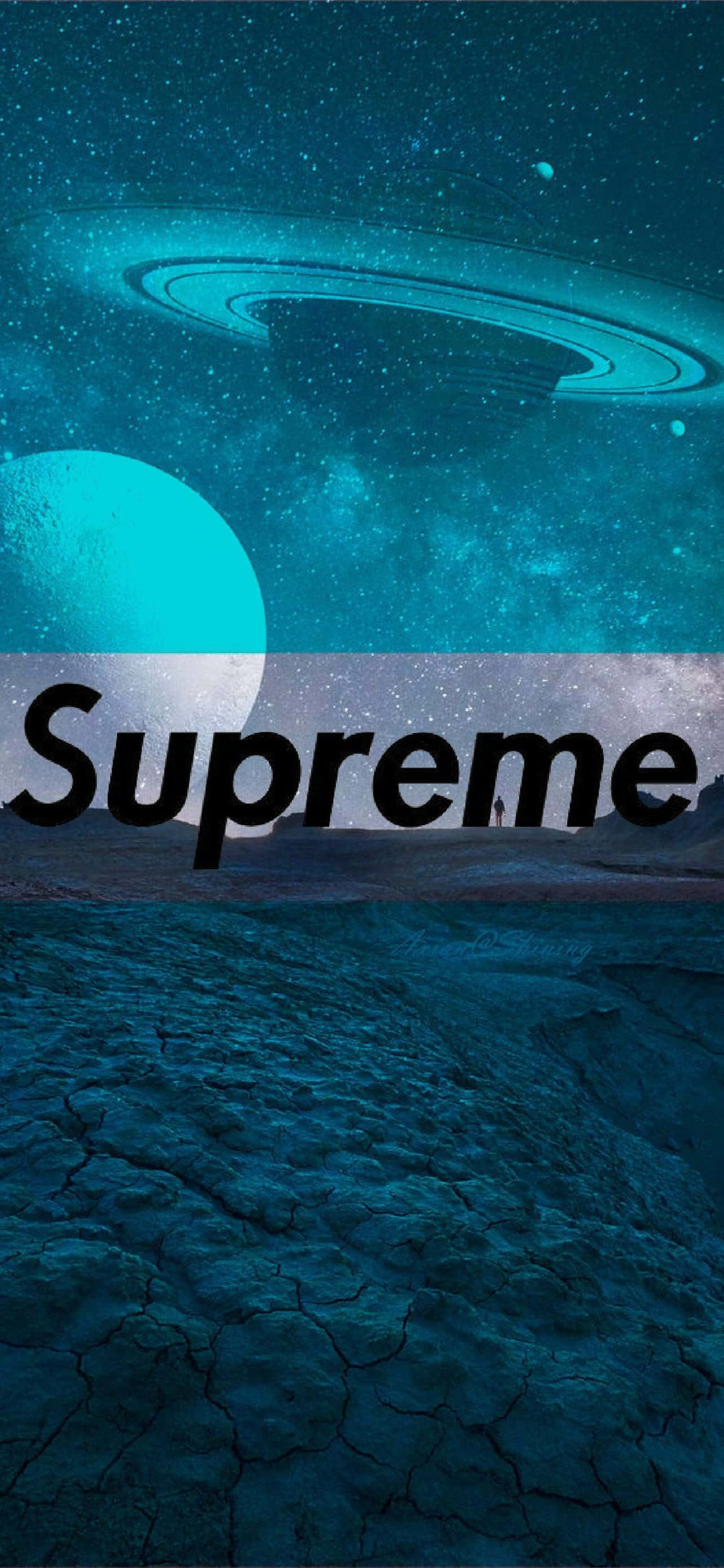 supreme - ένας πλανήτης με μπλε ουρανό Ταπετσαρία