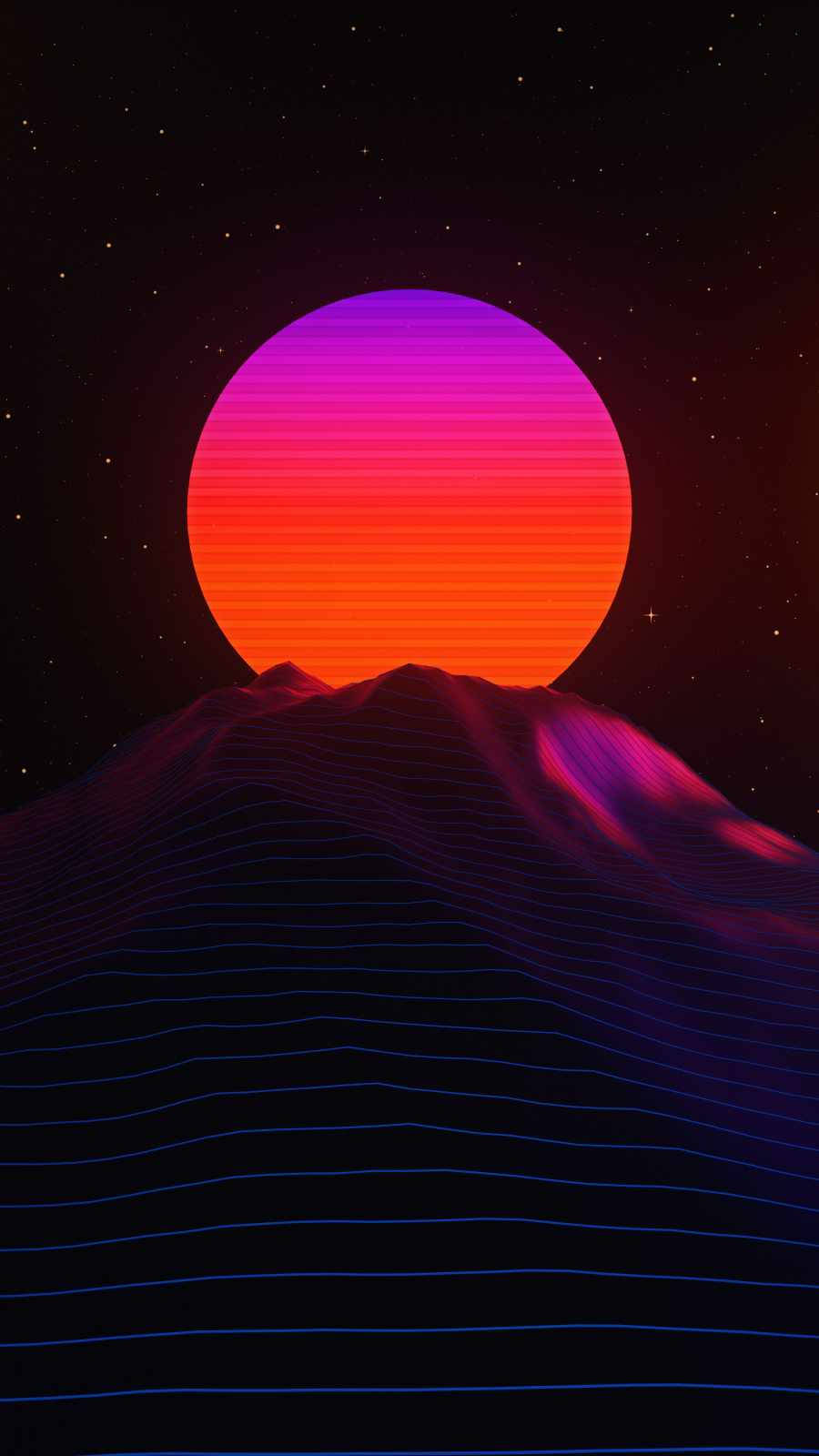 Νέον Φεγγάρι Synth-Wave Ταπετσαρία