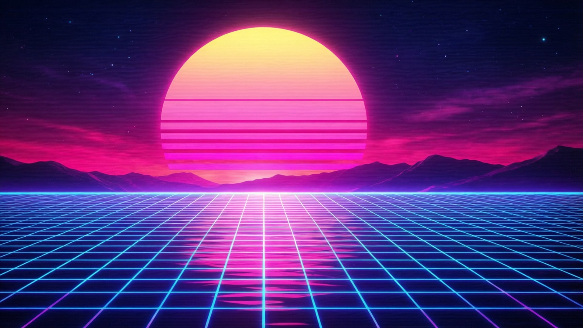 Synthwave Ηλιοβασίλεμα Ταπετσαρία