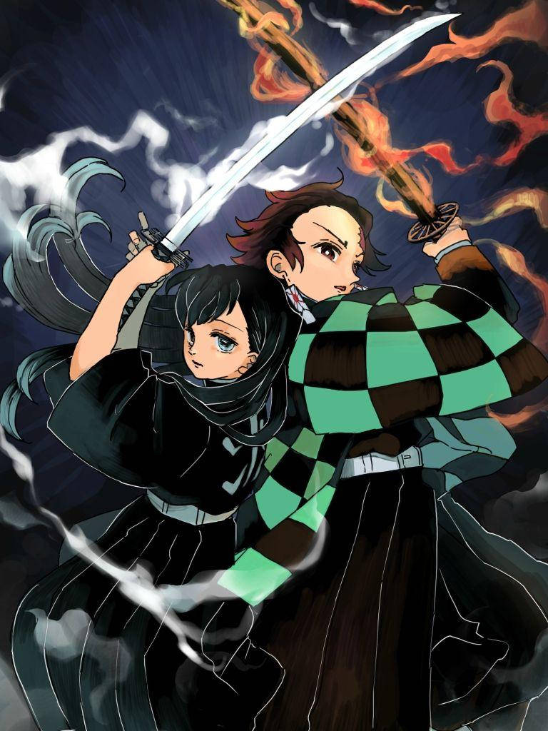 Tanjiro και Muichiro από το Demon Slayer για κινητό Ταπετσαρία