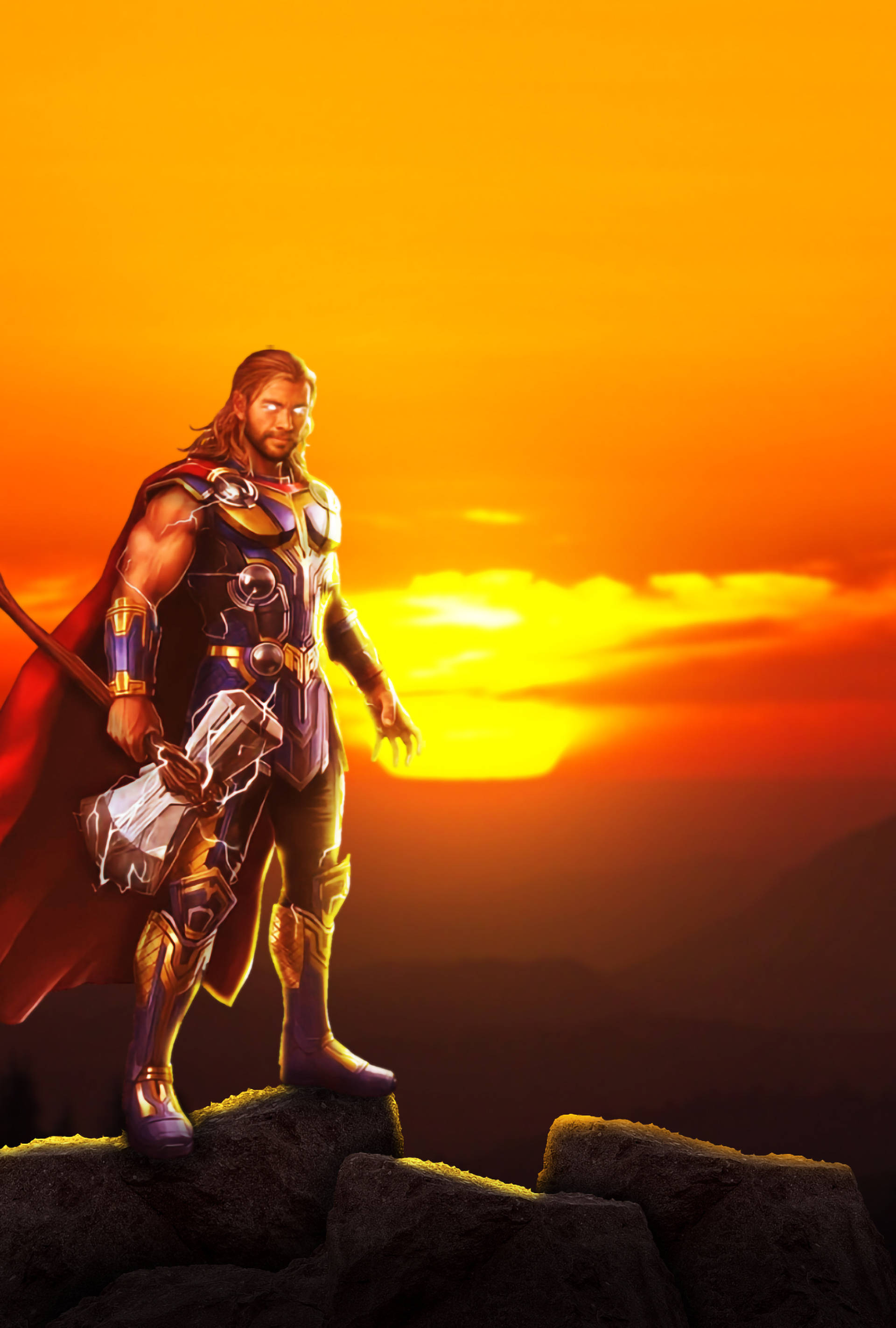 Thor Love And Thunder Τέχνη Ηλιοβασιλέματος Ταπετσαρία