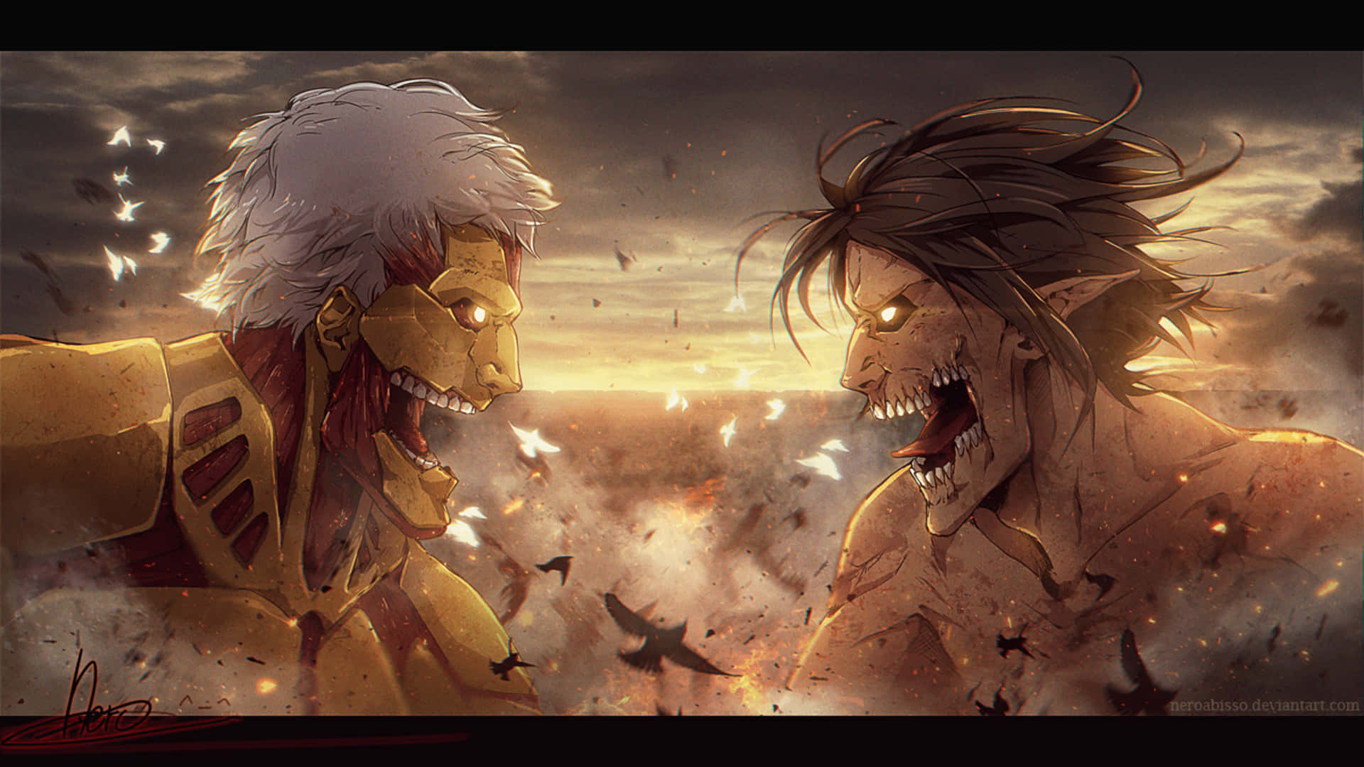 Titan Reiner εναντίον Titan Eren Pfp Ταπετσαρία
