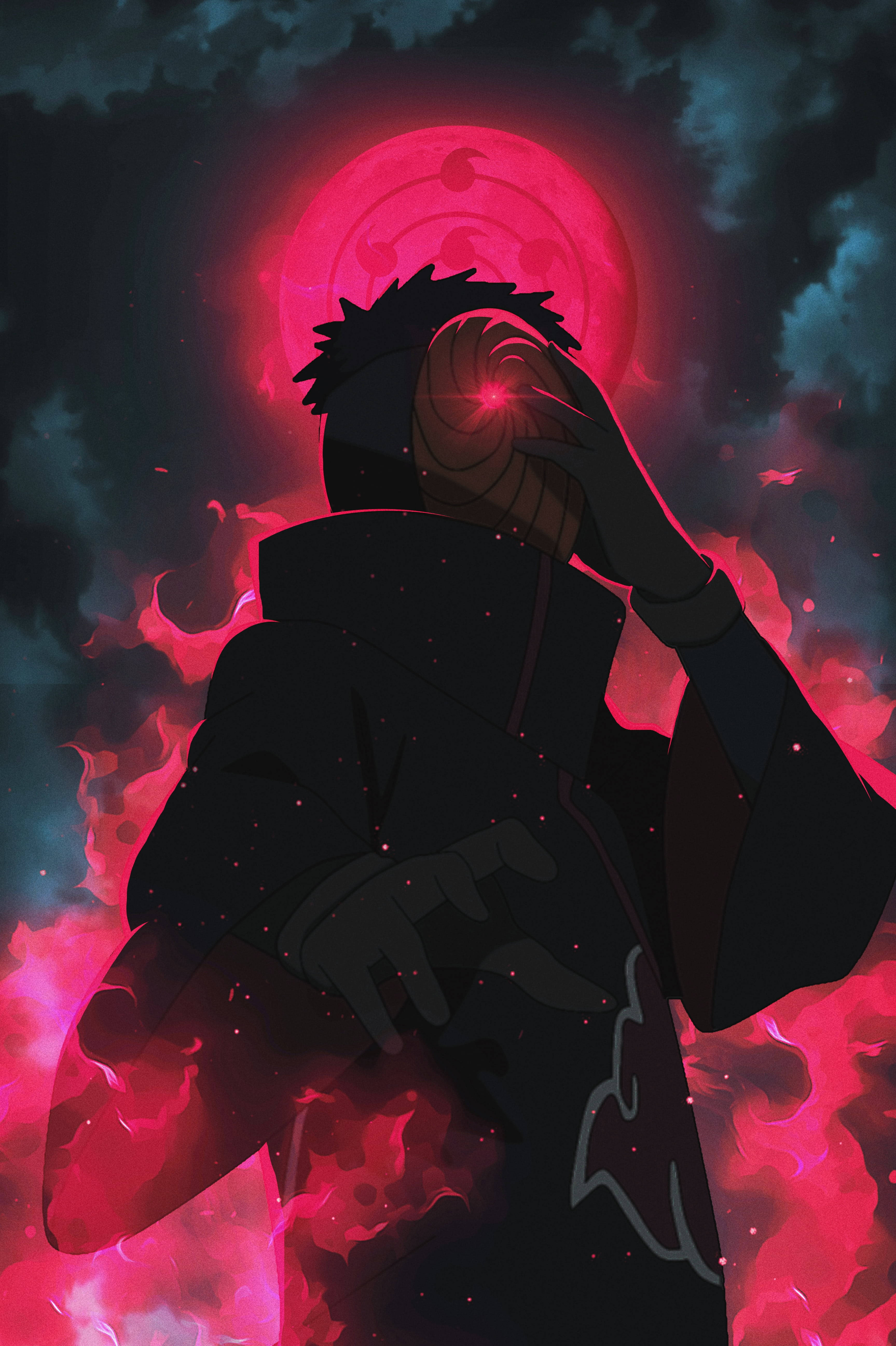 Tobi Naruto Κόκκινη Αισθητική Τσάκρα και Φεγγάρι Ταπετσαρία