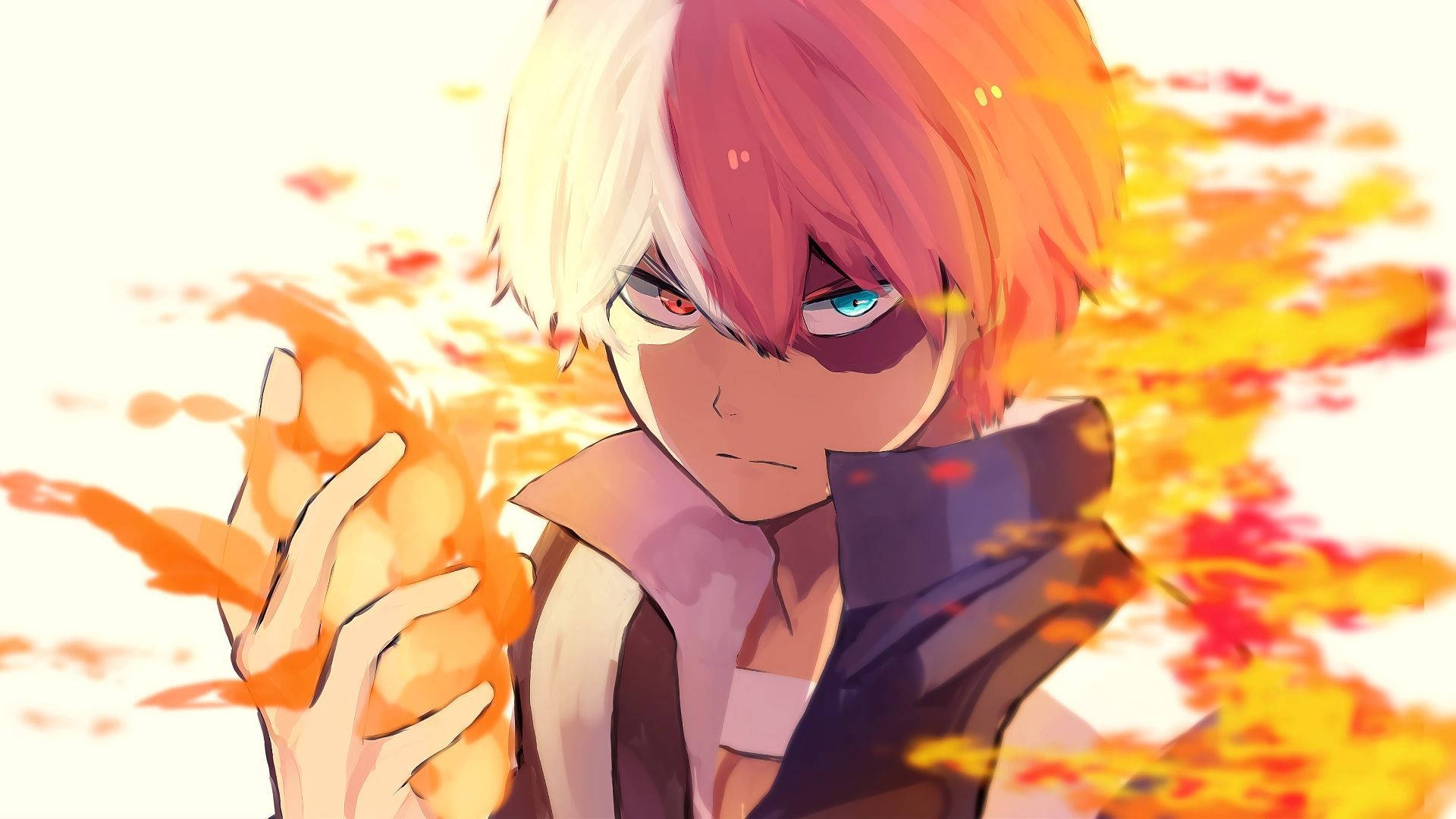 Χαριτωμένο σχέδιο Todoroki που χρησιμοποιεί φωτιά Ταπετσαρία
