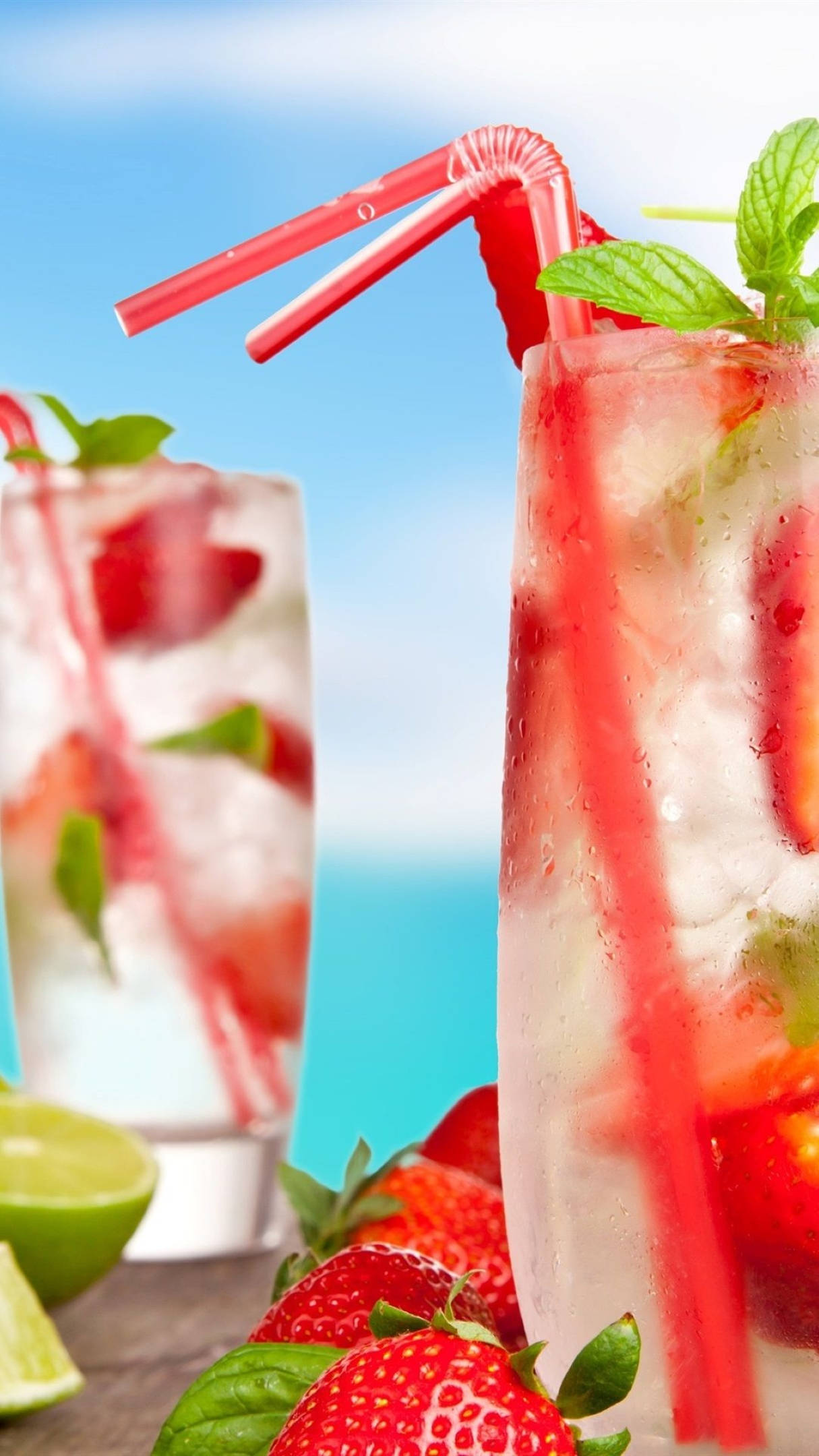 Ζωηρό Φράουλα Tom Collins Τροπικό Ποτό Ταπετσαρία