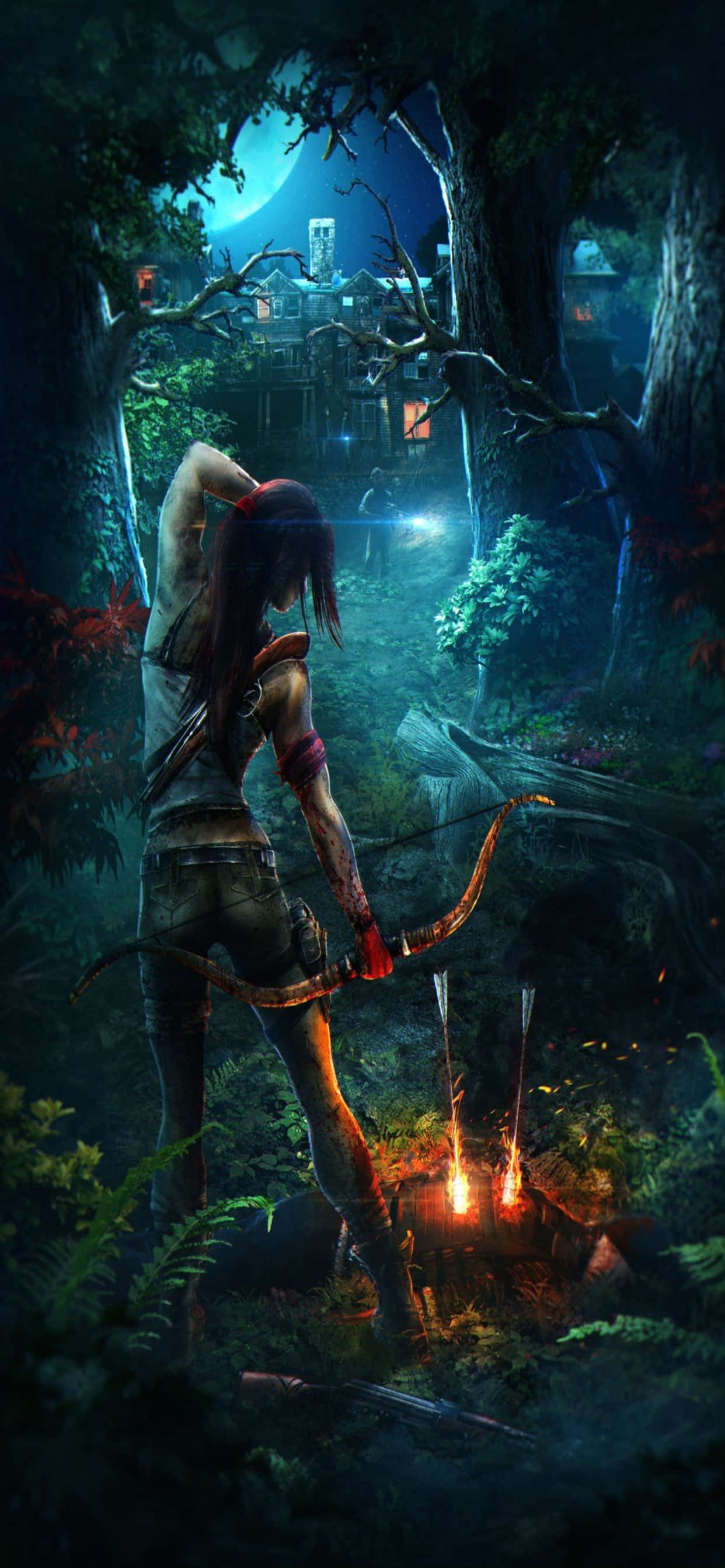 η tomb raider - μια γυναίκα σε ένα δάσος Ταπετσαρία