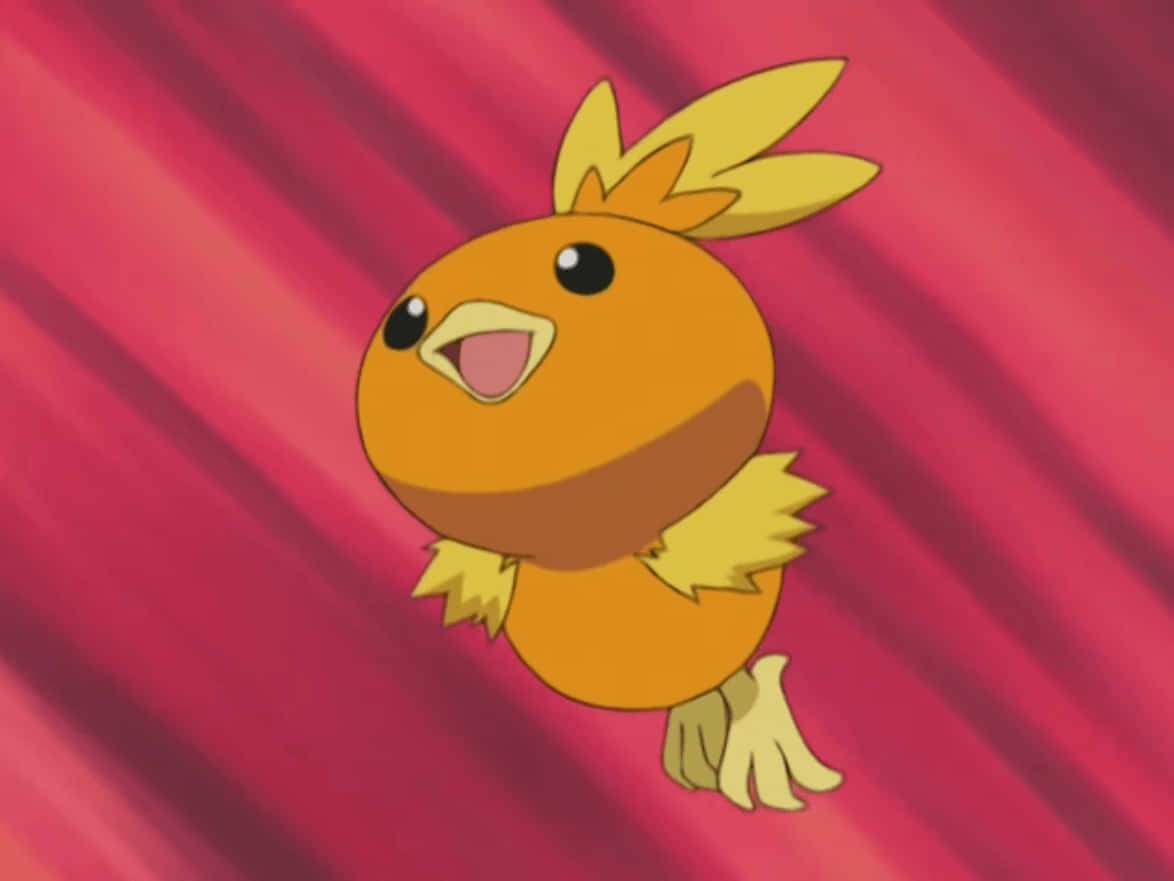 Torchic που Πηδά με Κόκκινο Φόντο Ταπετσαρία
