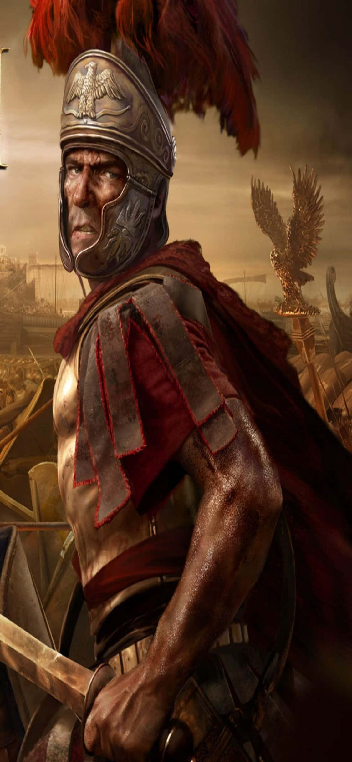 Διεξάγοντας επικές μάχες στο Total War Rome 2 στο iPhone XS Ταπετσαρία