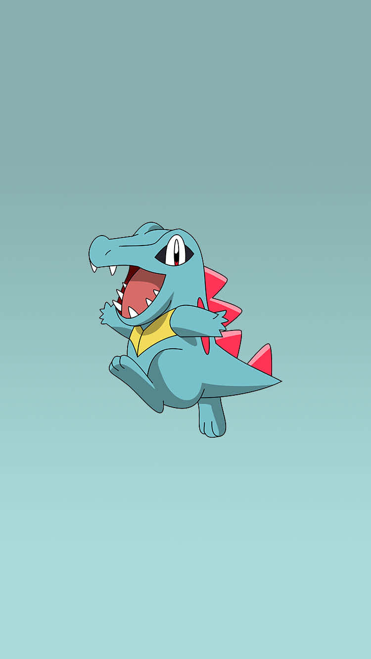 Totodile σε φόντο τιρκουάζ ντεγκραντέ Ταπετσαρία