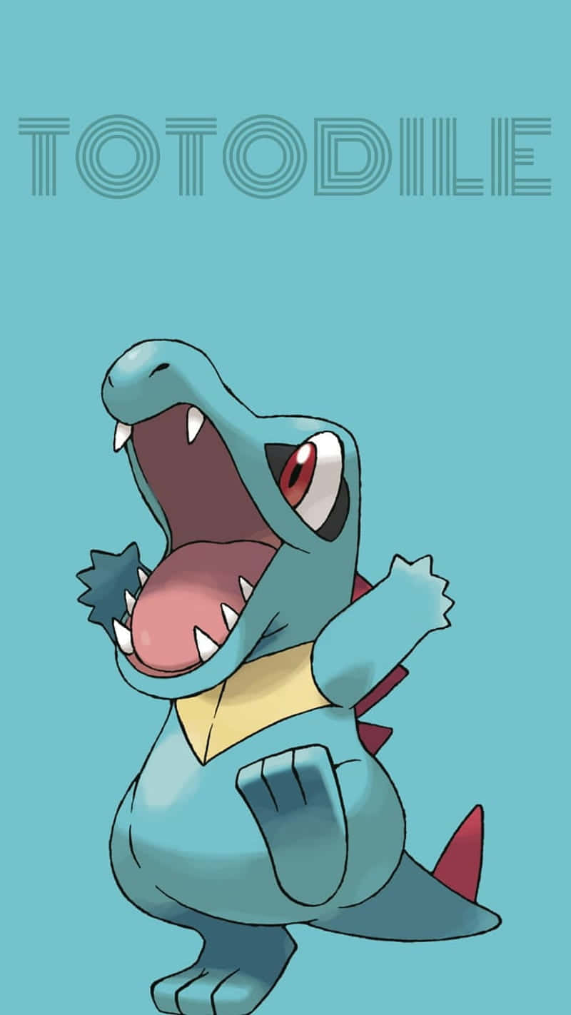 Totodile με όνομα σε μπλε φόντο Ταπετσαρία