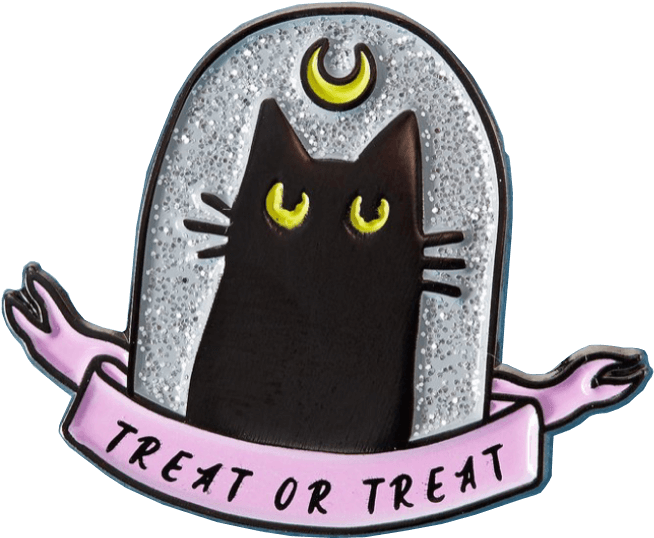 Σήμα Χάλοουϊν με Μαύρη Γάτα και Treat or Treat Ταπετσαρία