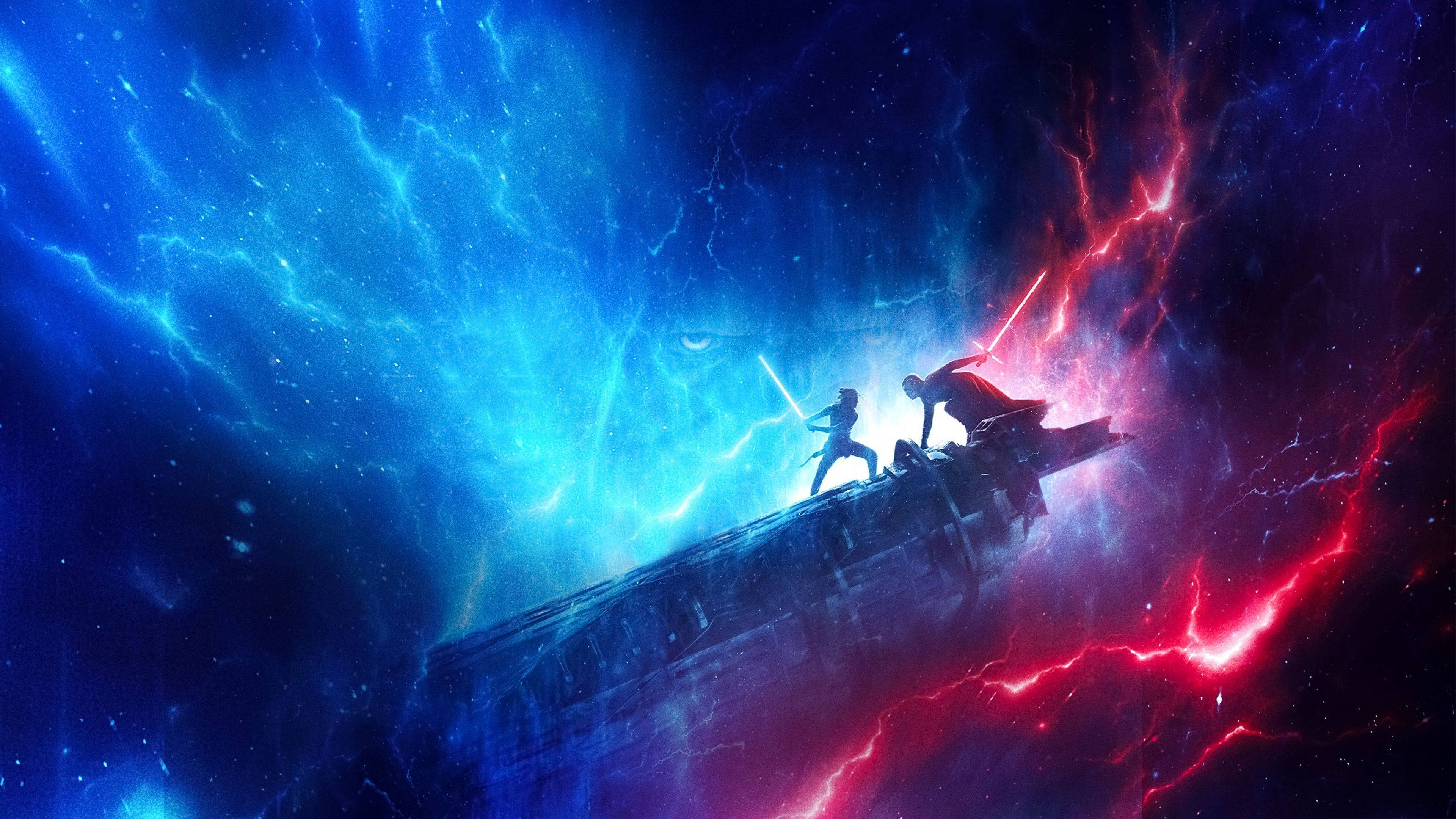 TV 4K Star Wars Rey Kylo Ren Μπλε και Κόκκινο Ταπετσαρία