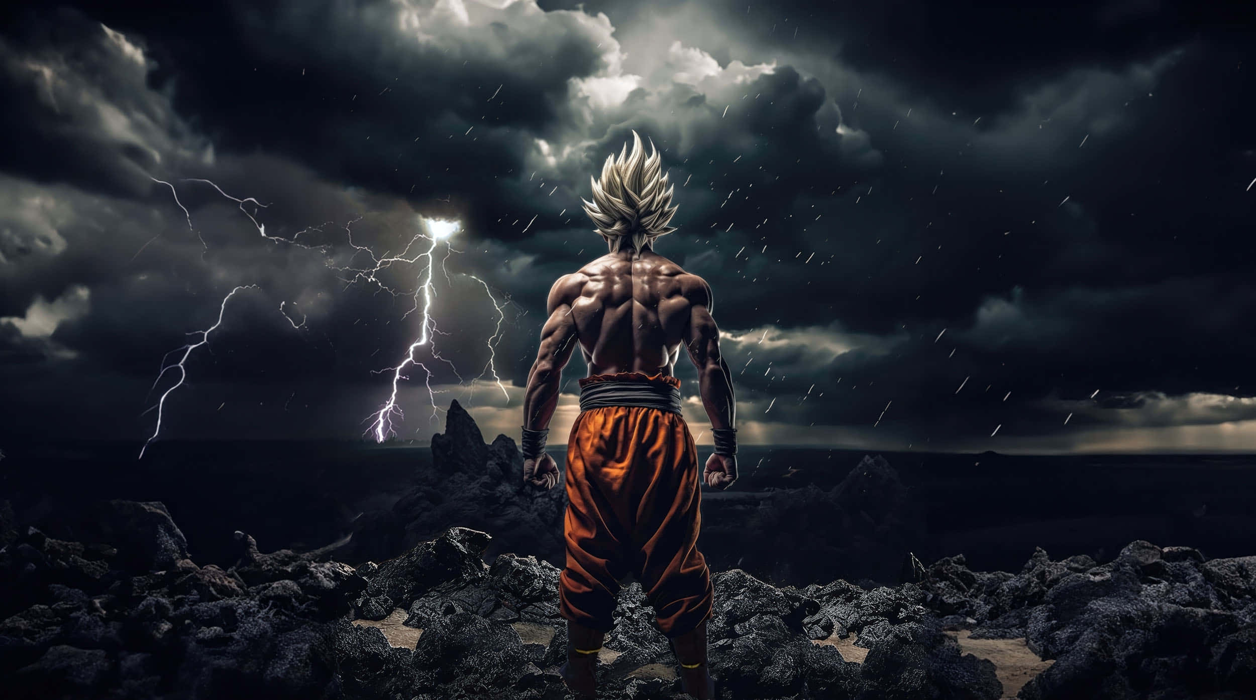 Σκοτεινός Ultra Instinct Goku με Κεραυνούς Ταπετσαρία