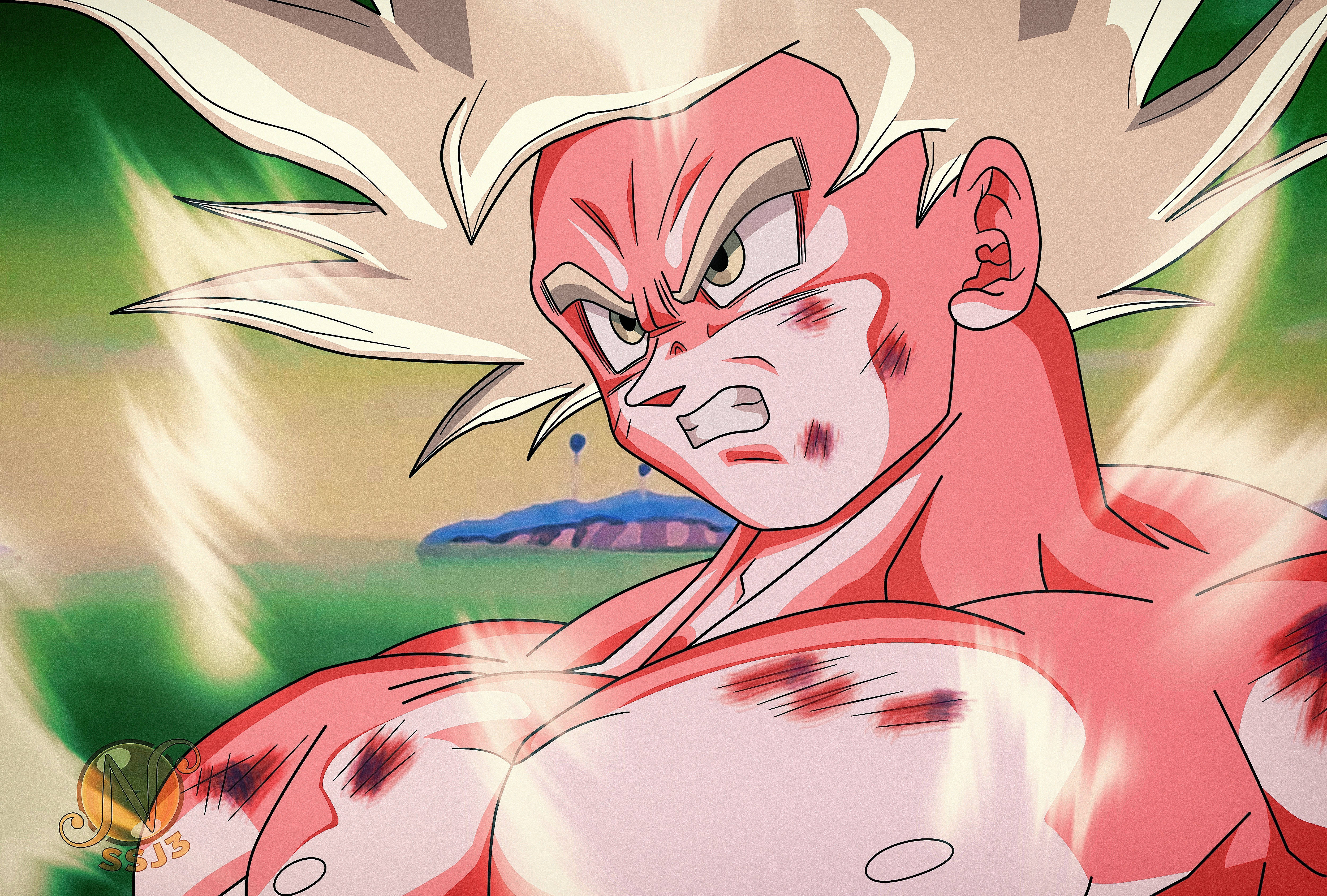 Ultra Instinct Goku με Ανοιχτόχρωμα Κίτρινα Μαλλιά Ταπετσαρία