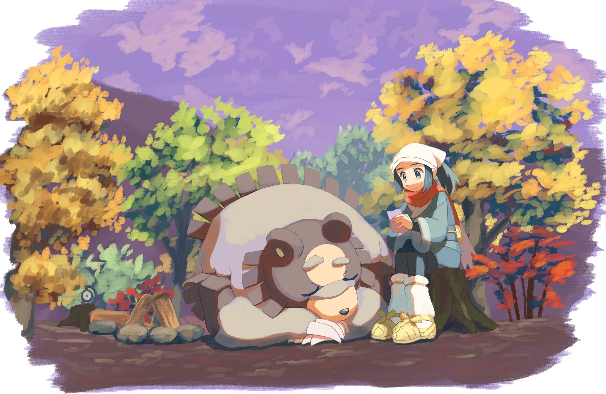 Ursaluna και Akari Pokémon Legends Arceus Ταπετσαρία