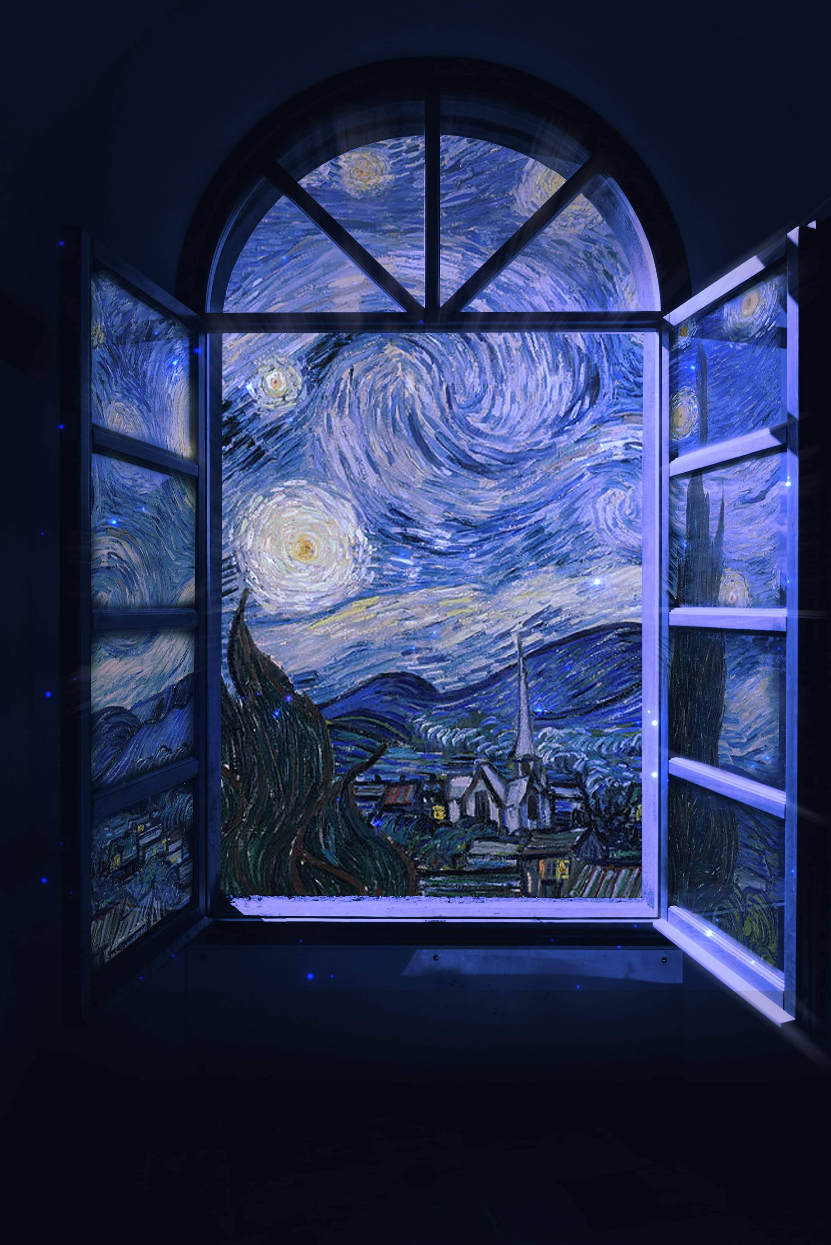 Μικτή Τέχνη Van Gogh Έναστρη Νύχτα Παράθυρο Ταπετσαρία