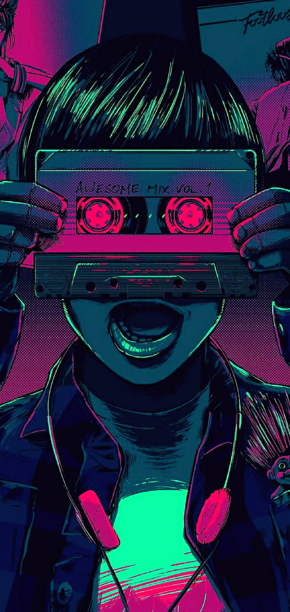 Λεζάντα: Ρετρό Λάμψη Vaporwave Design Ταπετσαρία