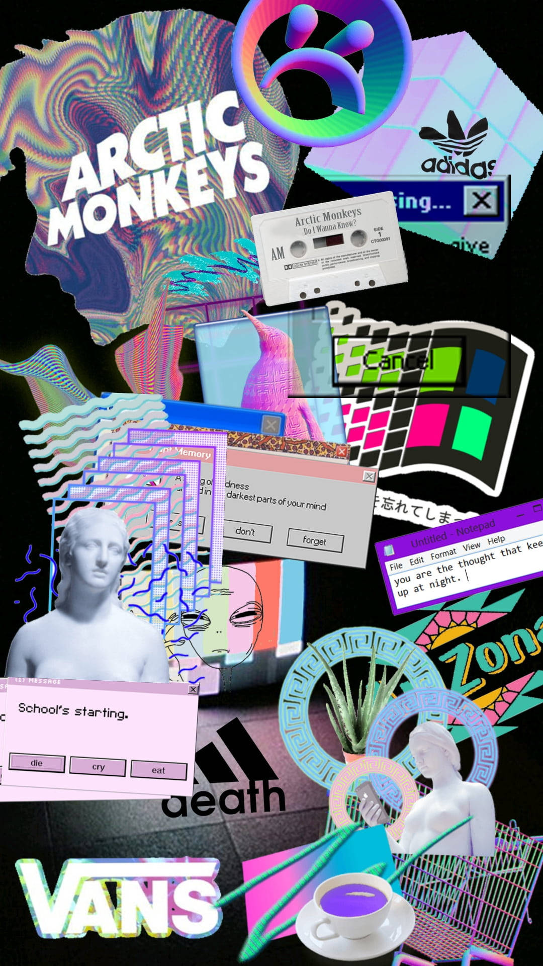 Vaporwave Κολάζ Alt Αισθητική Ταπετσαρία