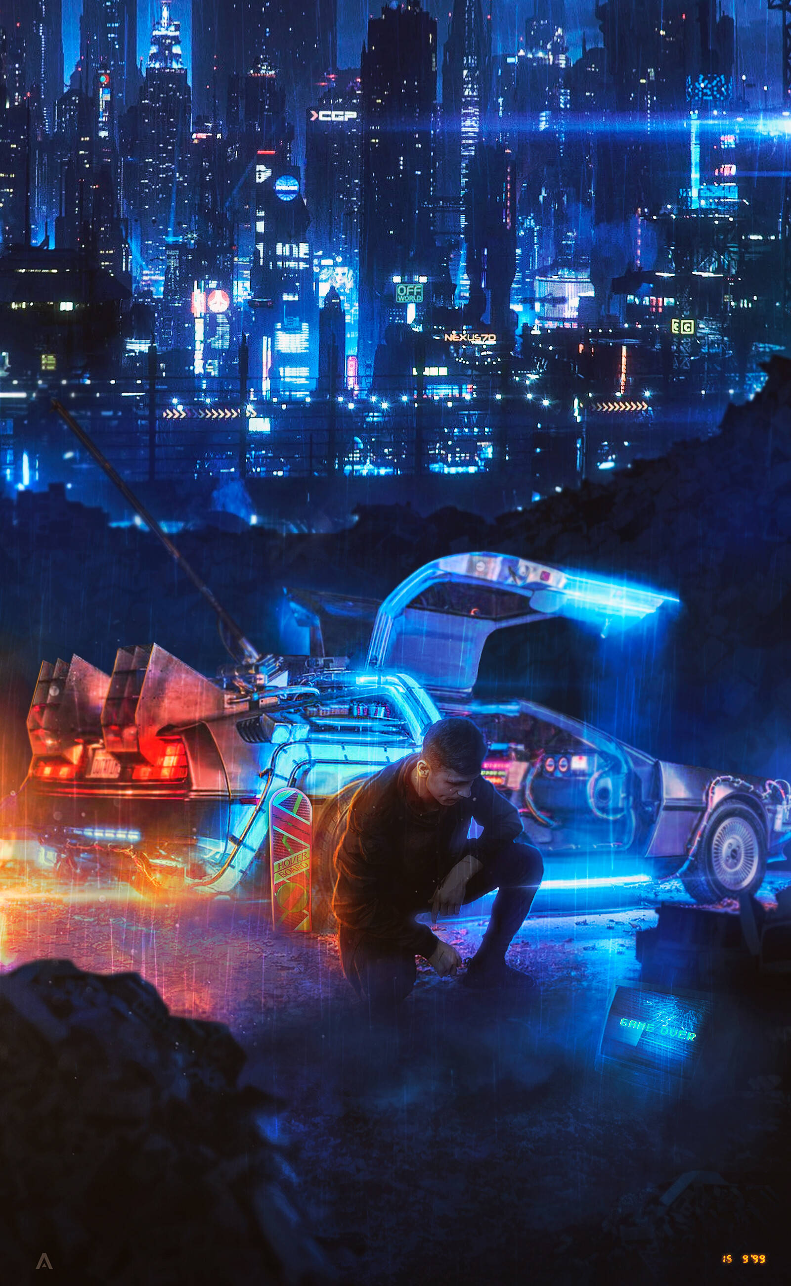 Video Game Neon City Ταπετσαρία