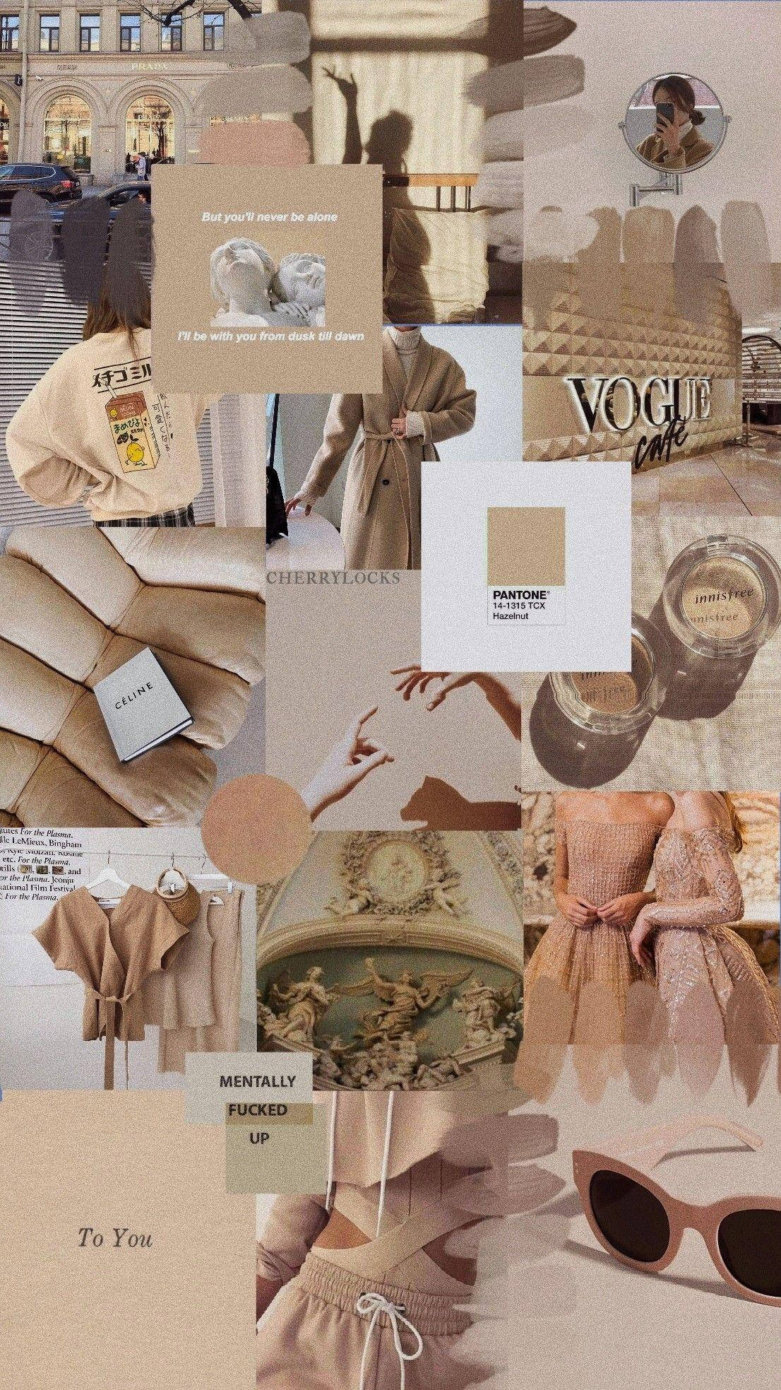 Καλλιτεχνική Αισθητική Vogue σε Ανοιχτό Καφέ Ταπετσαρία