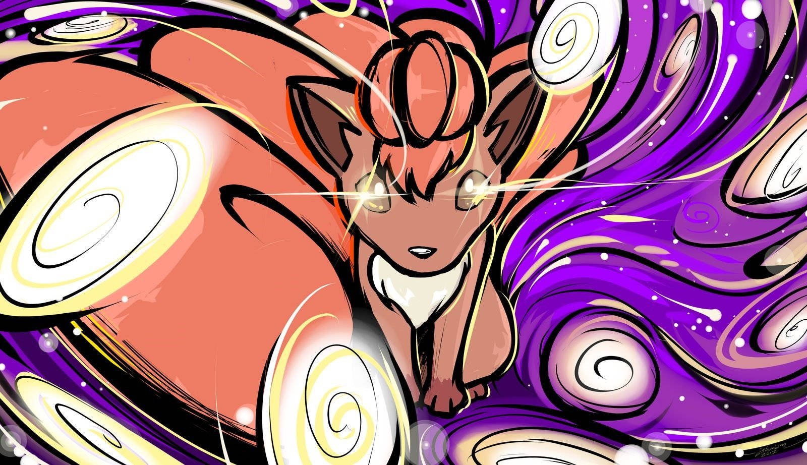 Vulpix σε σπειροειδές φόντο Ταπετσαρία
