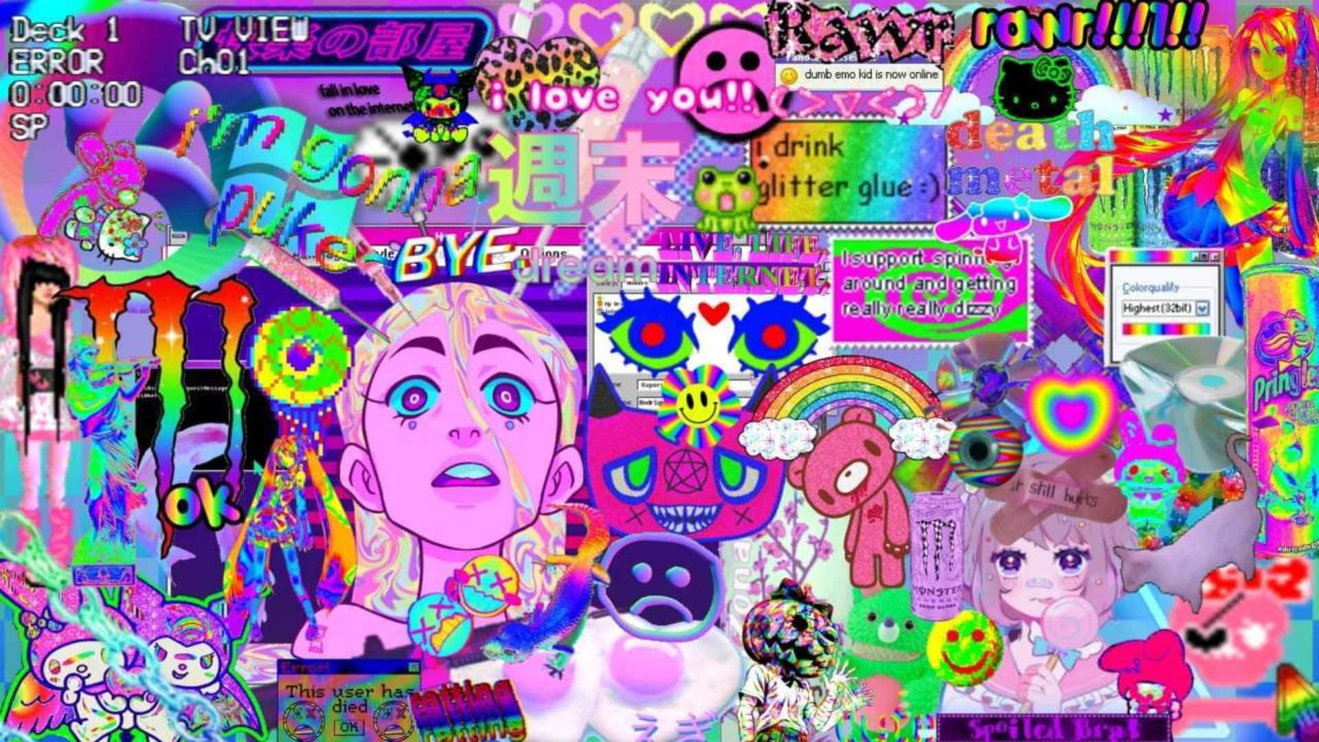 Weirdcore Εικόνα Προφίλ με Σλόγκαν και Λογότυπα Ταπετσαρία