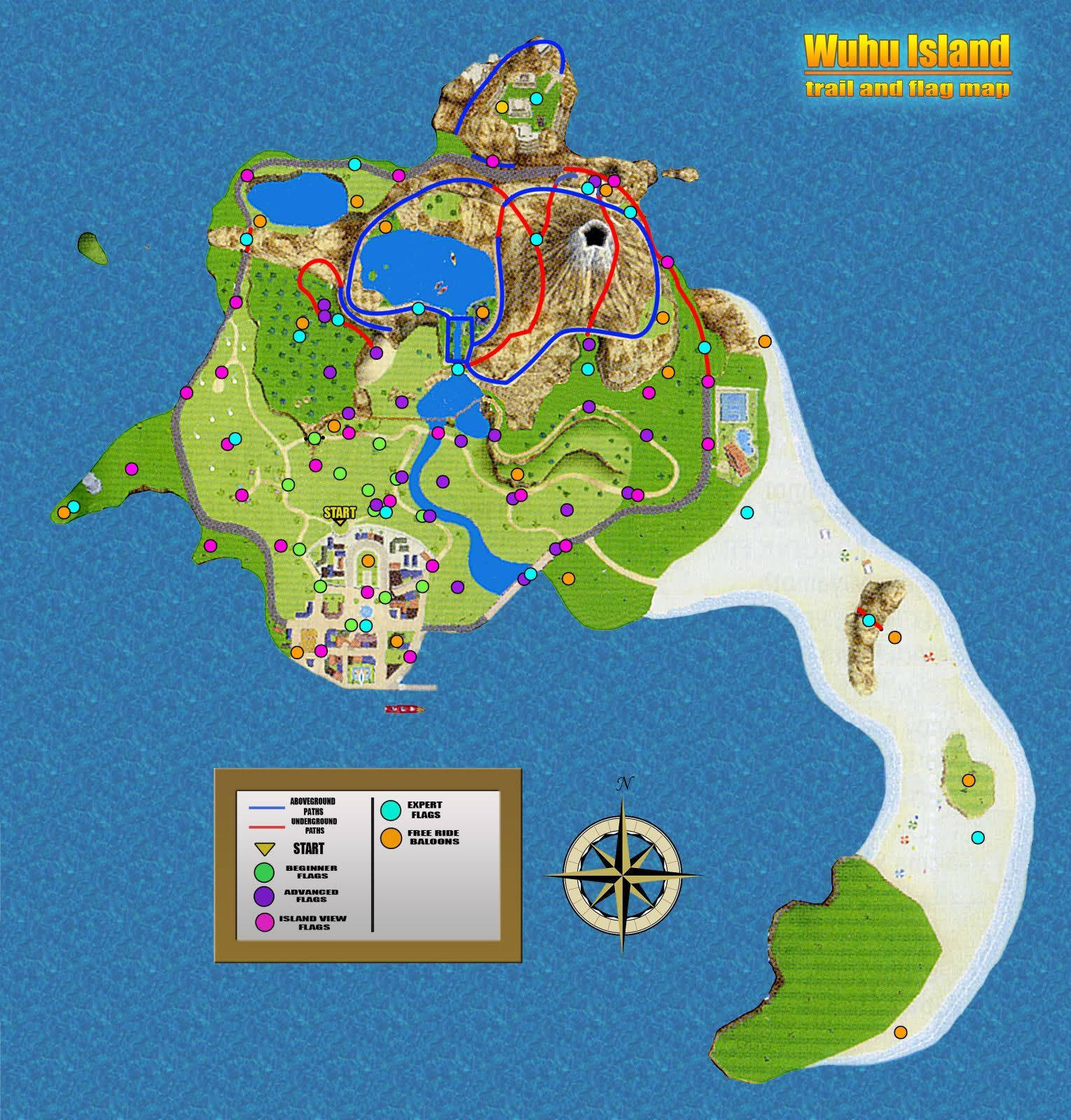 Χάρτης του παιχνιδιού Wii Sports Resort στο νησί Wuhu Ταπετσαρία