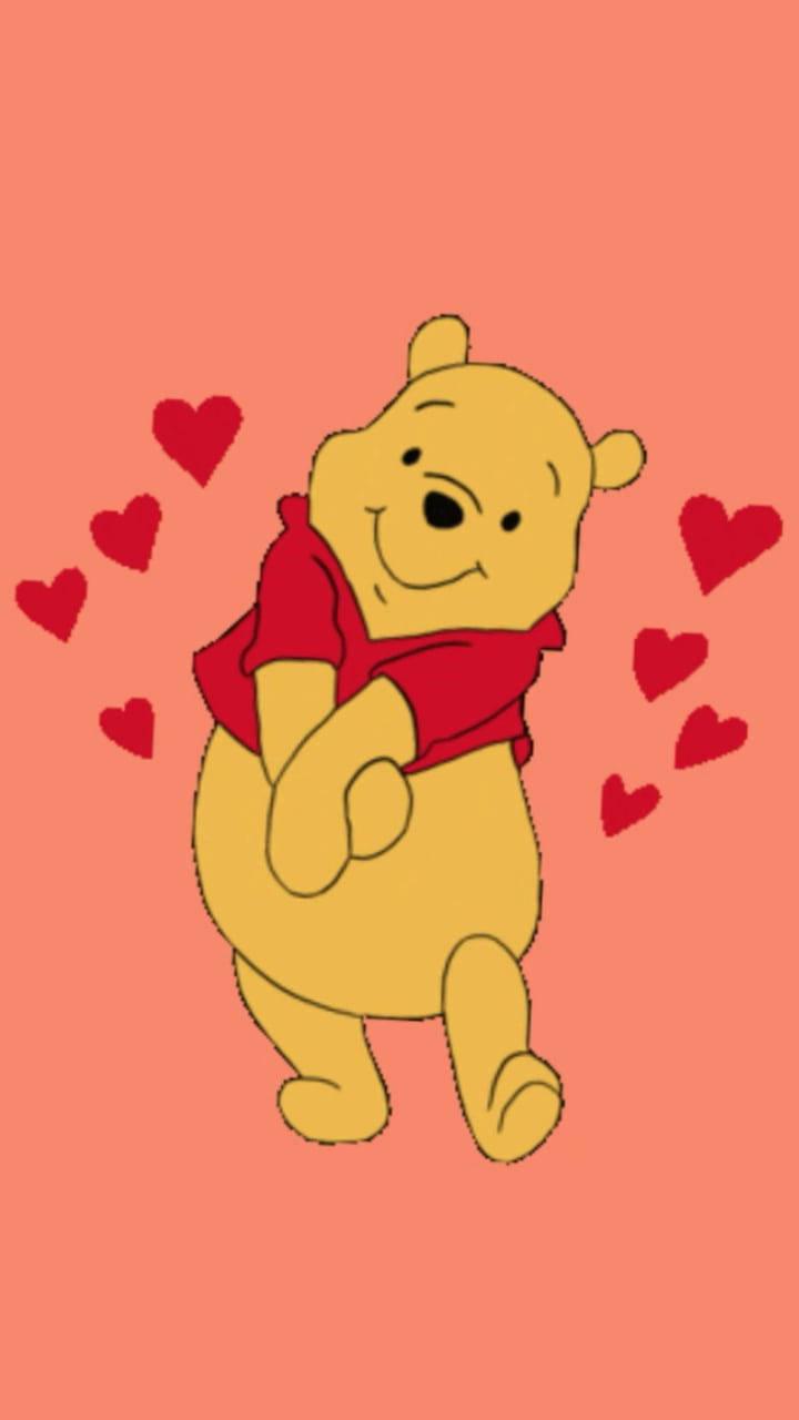 Χαριτωμένο Winnie The Pooh iPhone με Κόκκινες Καρδιές Ταπετσαρία