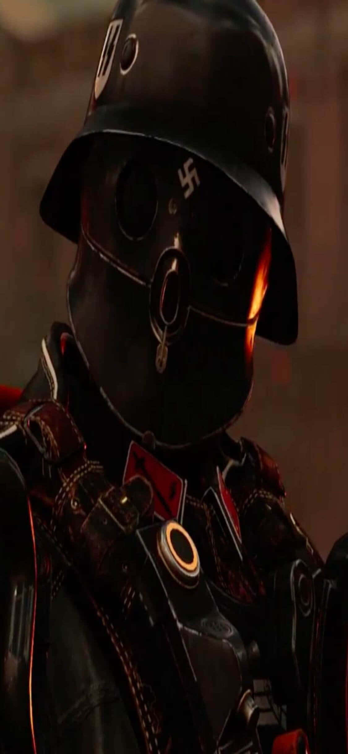 Ναζί με μαύρη στολή στο Wolfenstein II για iPhone Xs Ταπετσαρία