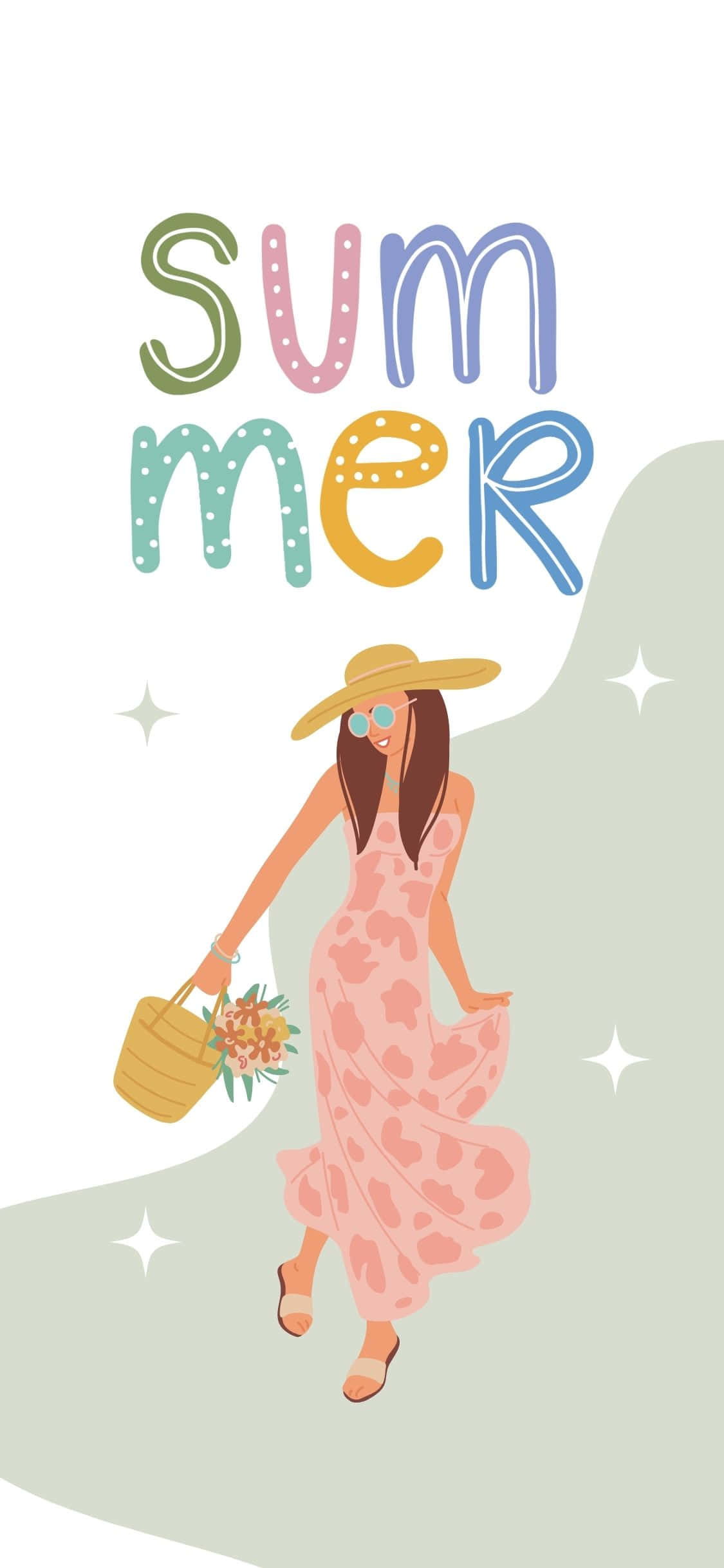 Woman Wearing Summer Dress iPhone X Summer Background Ταπετσαρία