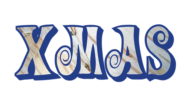 Μπλε σχέδιο κειμένου X M A S Ταπετσαρία