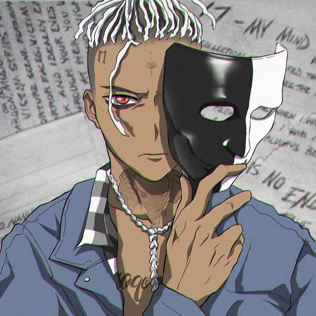 Xxxtentacion Anime Μαύρη και Άσπρη Μάσκα Ταπετσαρία
