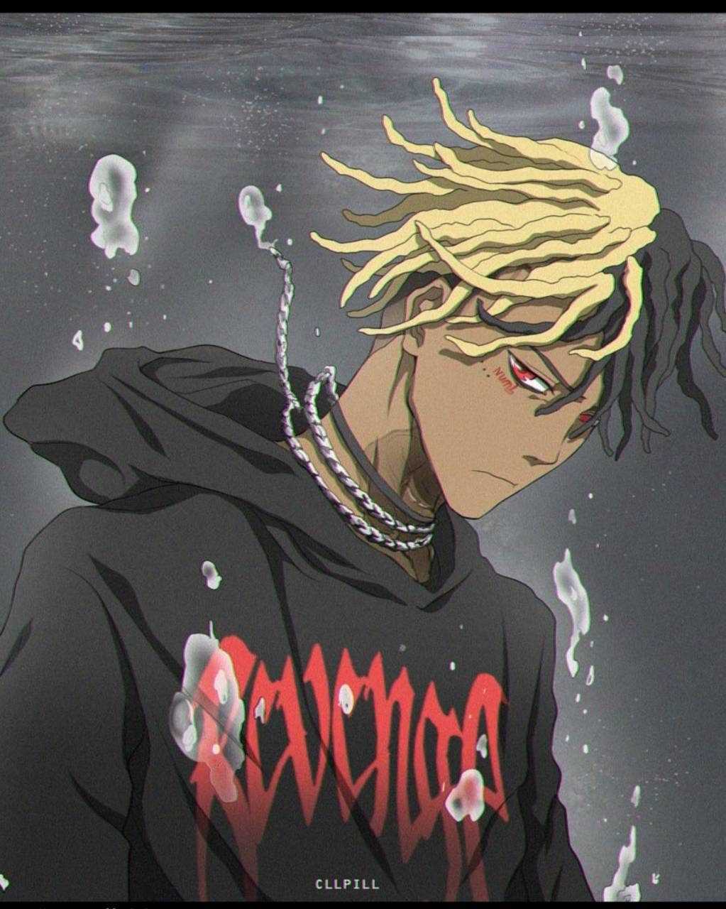 Xxxtentacion Anime με Μαύρο Μπουφάν Ταπετσαρία