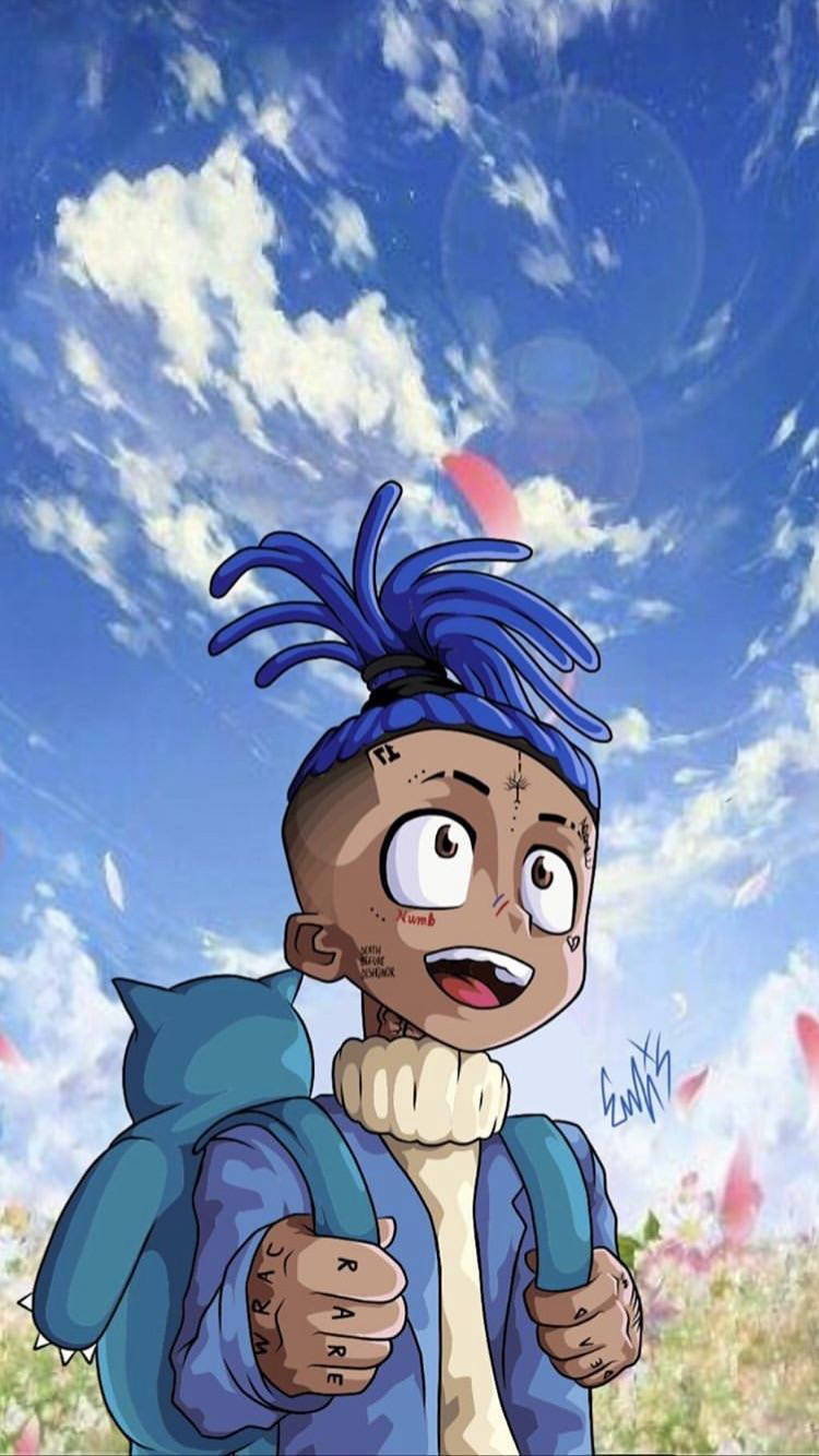 Xxxtentacion Anime με Μπλε Παλτό Ταπετσαρία