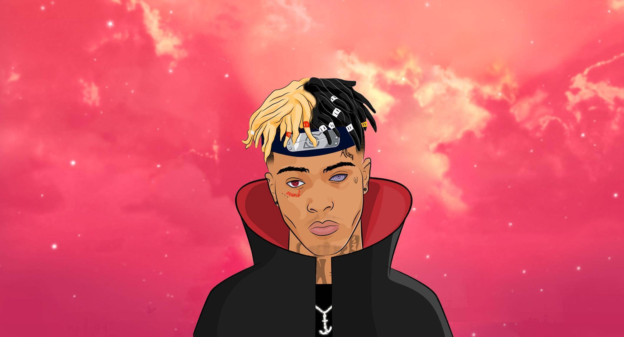 Xxxtentacion Anime με τον Μανδύα Akatsuki από το Naruto Shippuden Ταπετσαρία