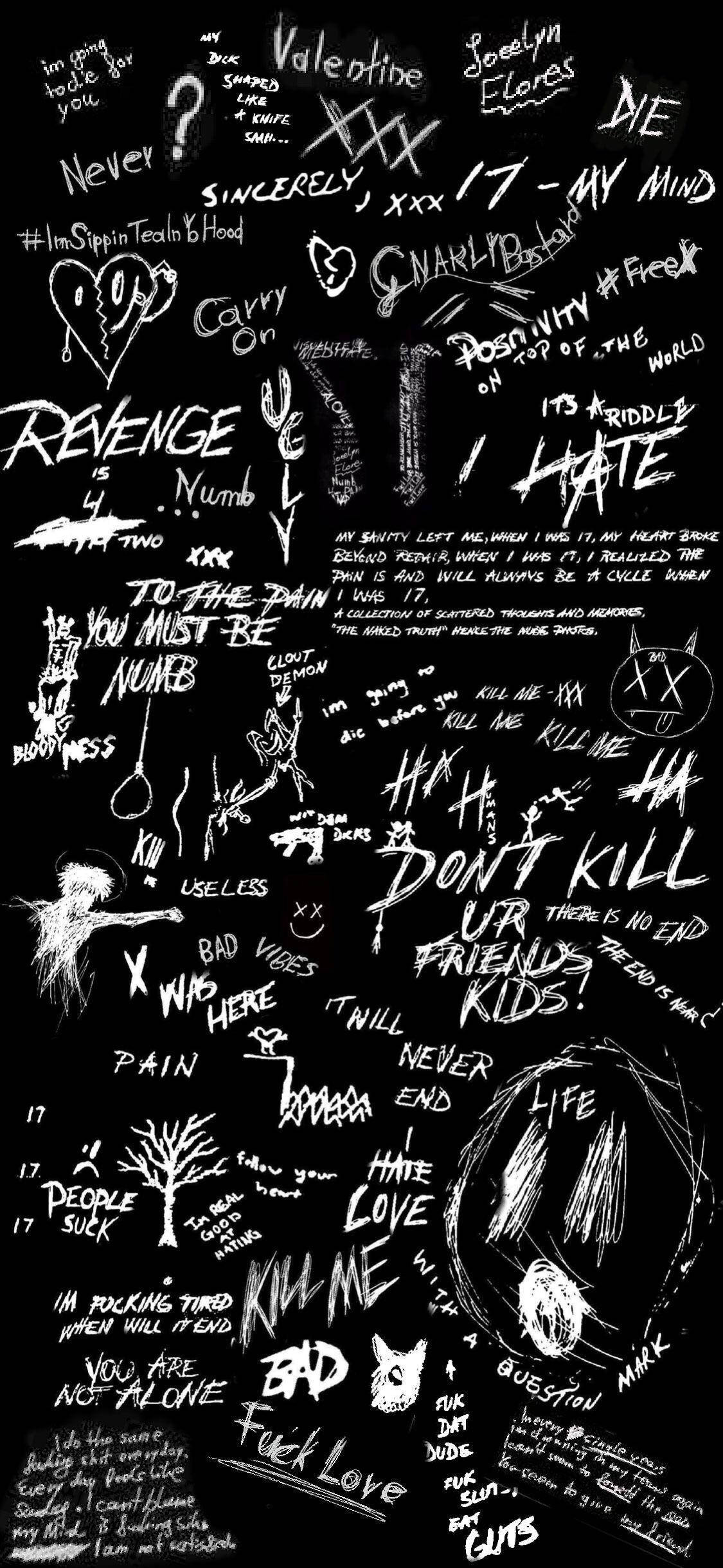 XXXTentacion Αισθητικό Κολάζ Στίχων Τραγουδιών Ταπετσαρία