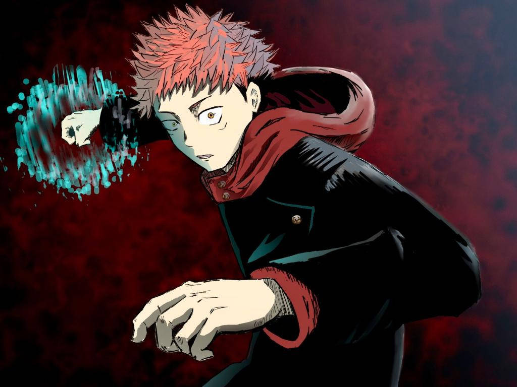 Ο Yuji Itadori εξαπολύει το Black Flash του στο Jujutsu Kaisen Ταπετσαρία