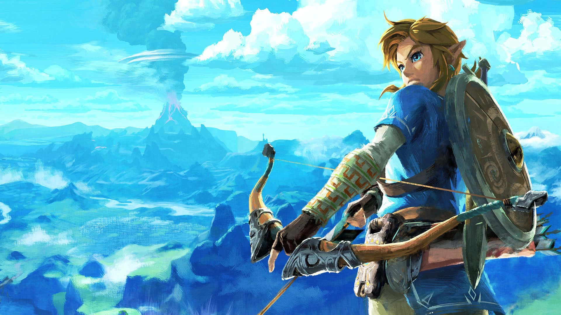Zelda Botw Ο Link Τραβάει Το Τόξο Του Ταπετσαρία