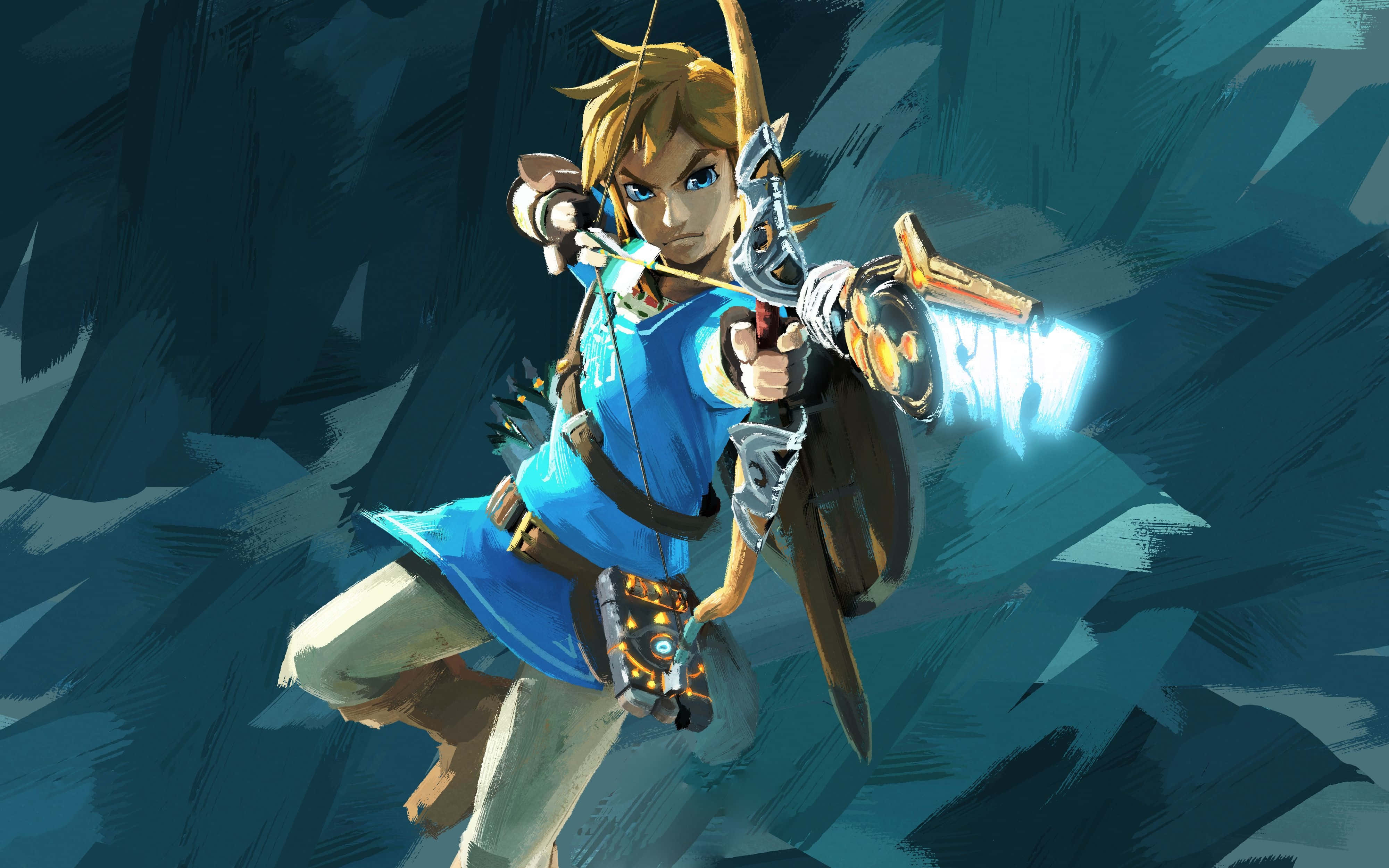 Zelda Breath Of The Wild 4K Link σημαδεύει με ένα χειροποίητο βέλος Ταπετσαρία