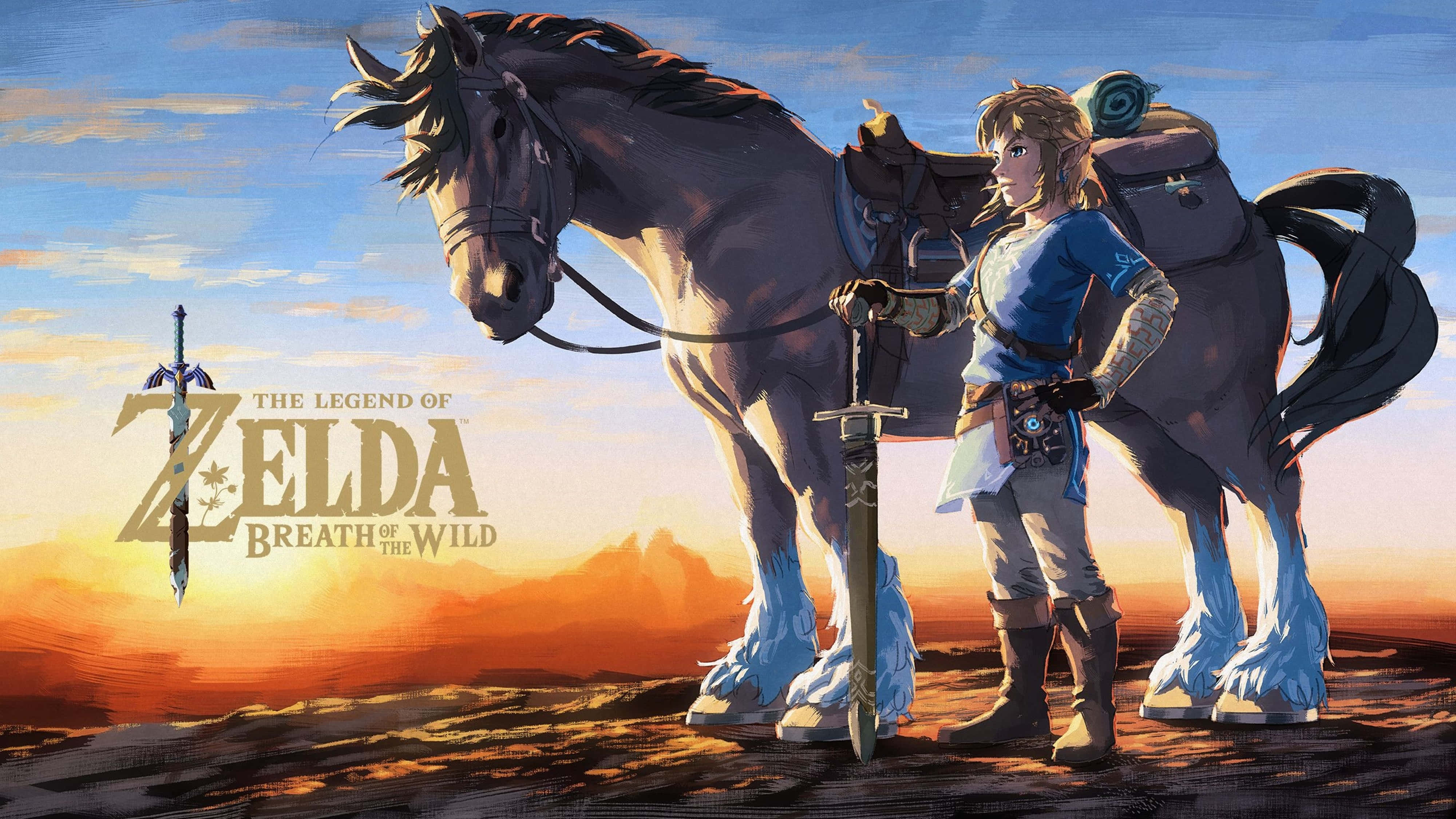 Zelda Breath Of The Wild 4K Link με άλογο Ταπετσαρία