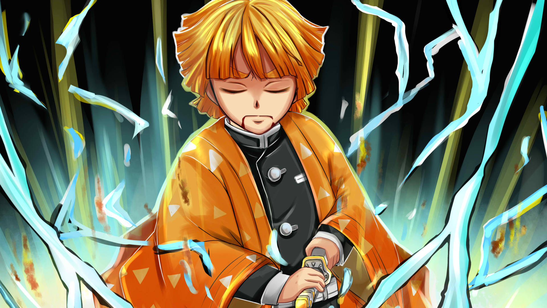 Zenitsu με Κλειστά Μάτια από το Demon Slayer Ταπετσαρία