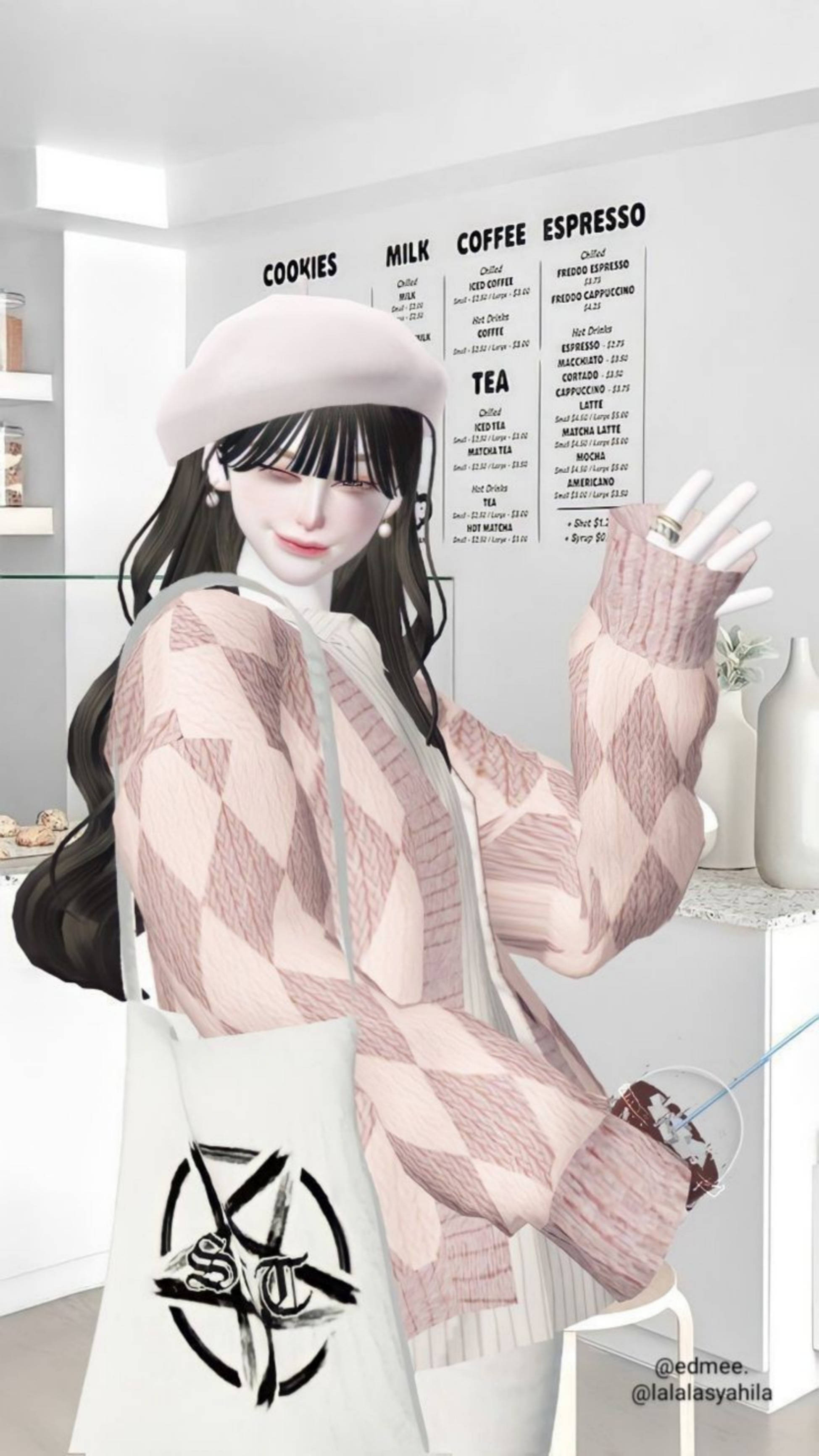 Zepeto Uzzlang Λάτρης του Καφέ Κορίτσι Ταπετσαρία