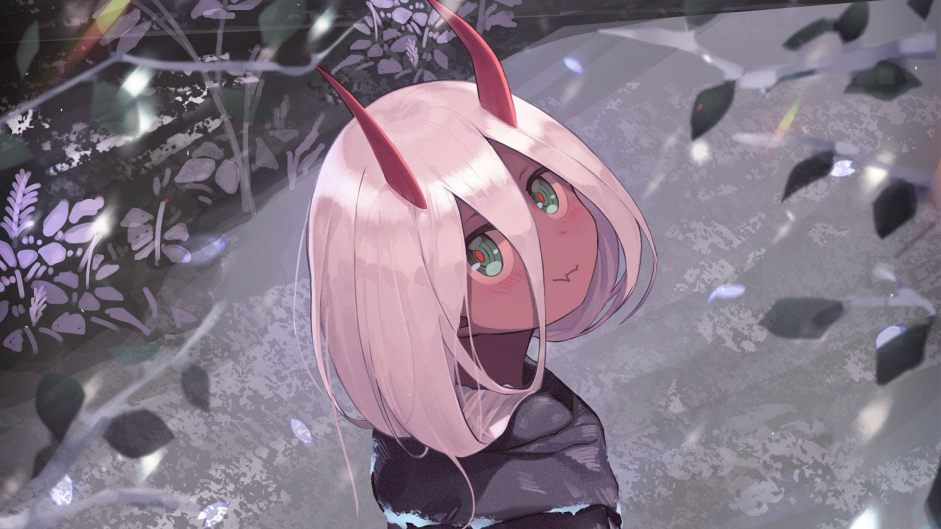 Zero Two Χαριτωμένο Anime Κορίτσι PFP Fanart Ταπετσαρία