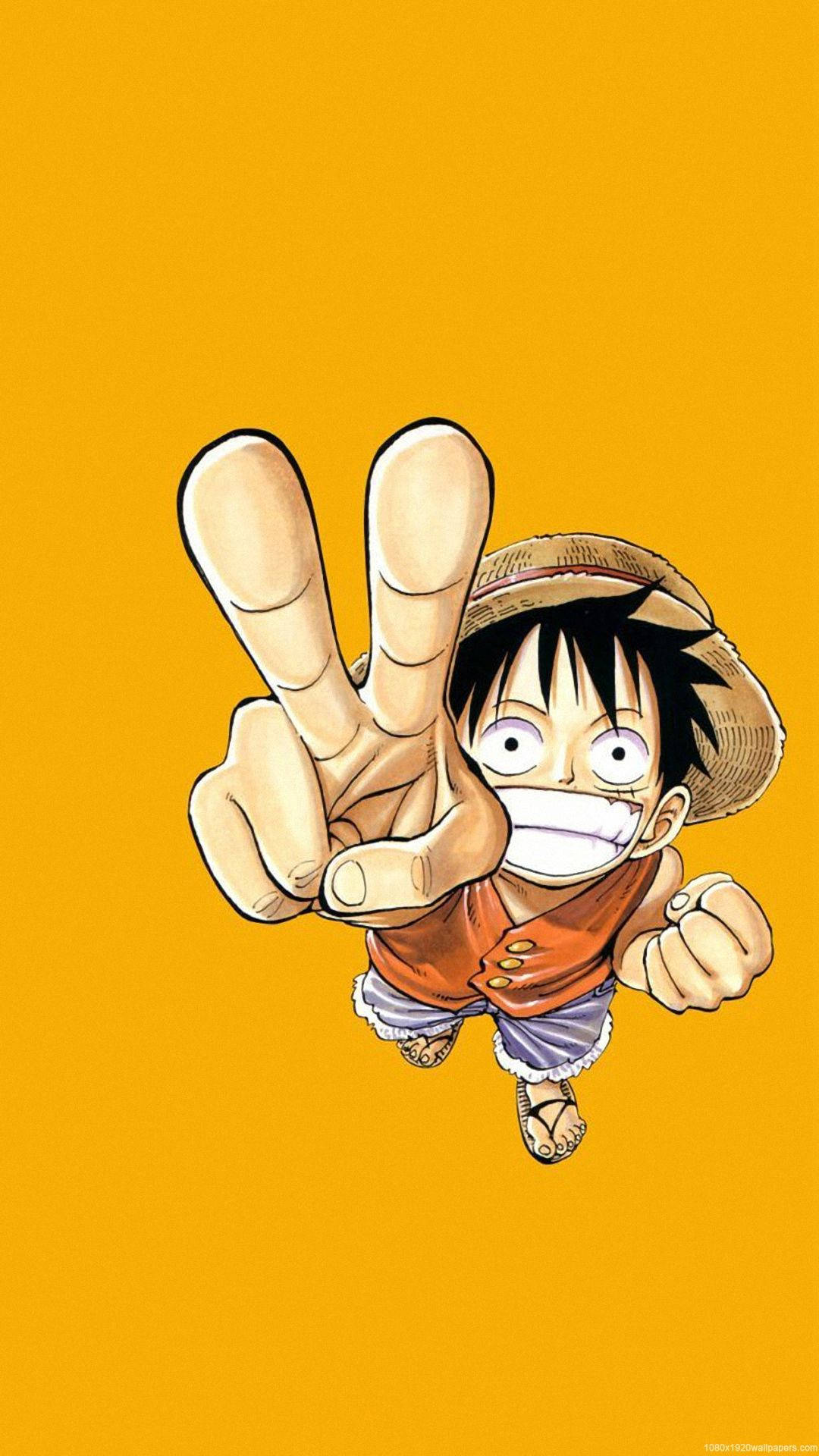 Ταπετσαρία One Piece Luffy Peace Sign — One Piece Ταπετσαρία
