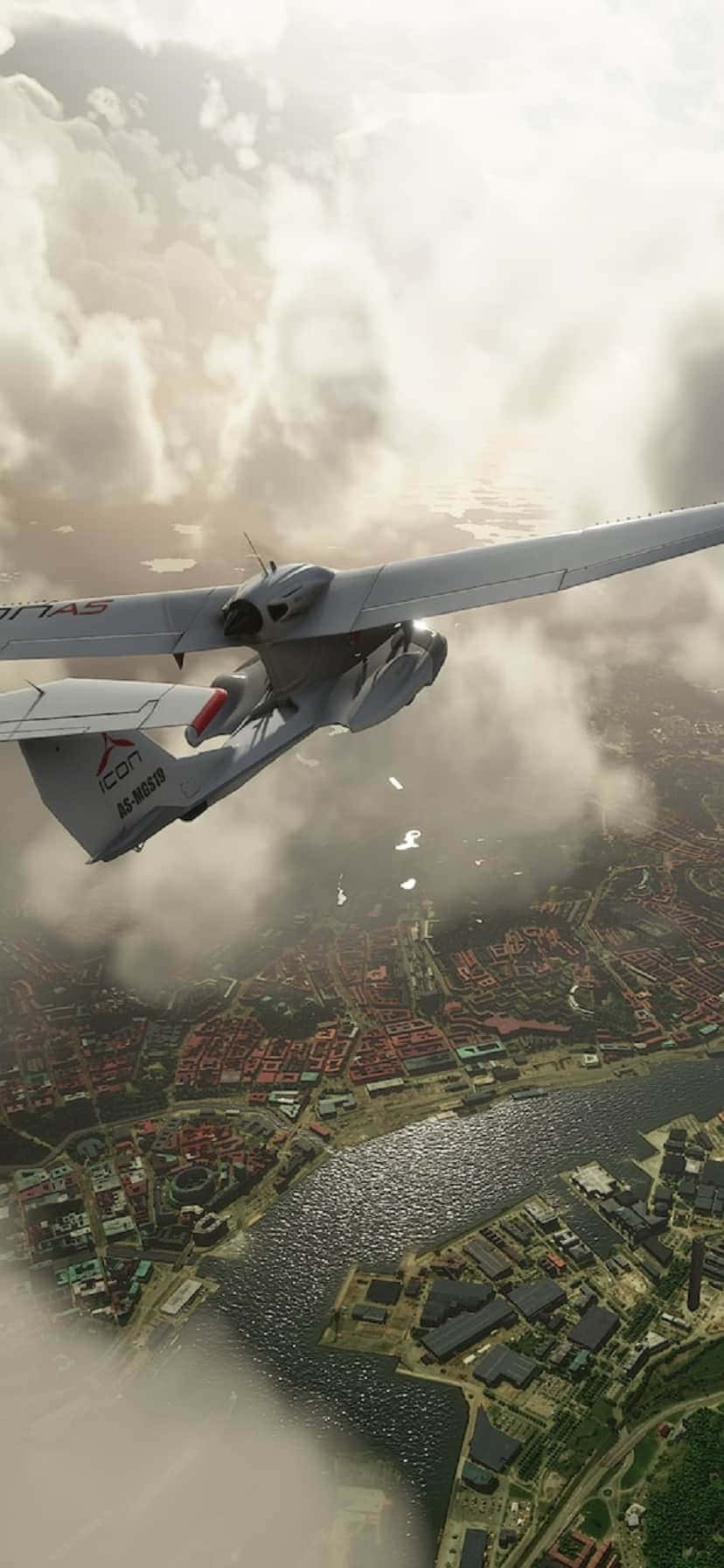 ένα μικρό αεροπλάνο να πετά πάνω από μια πόλη Ταπετσαρία