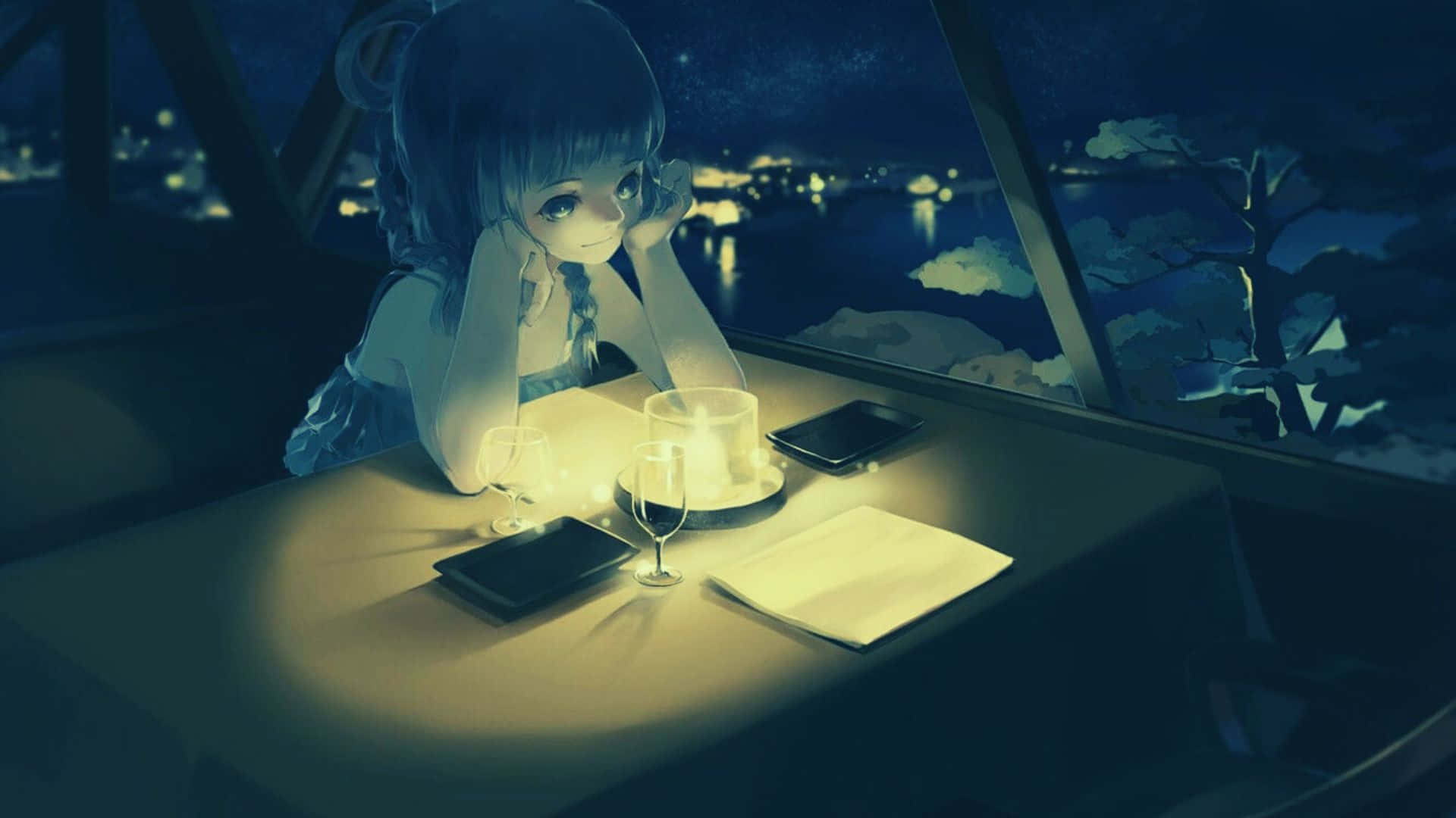 Ένα μοντέρνο καφέ εμπνευσμένο από σχέδια anime. Ταπετσαρία