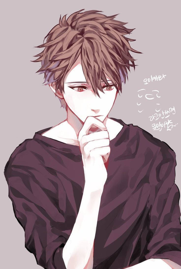 Ταπετσαρία χαριτωμένου αγοριού anime σε σκέψη — Anime Boy Ταπετσαρία
